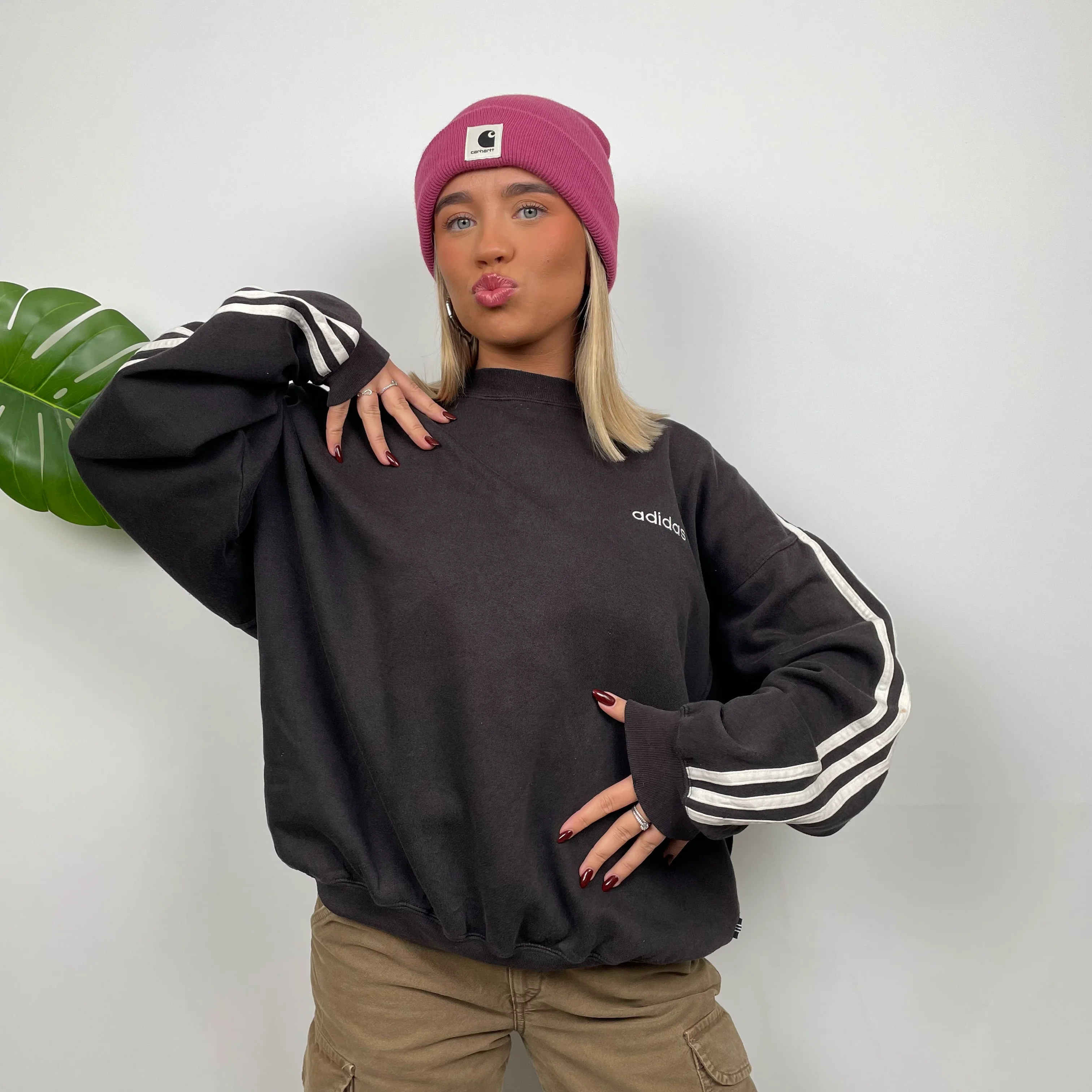Adidas Black Embroidered Spell Out Sweatshirt (L) - Image 5