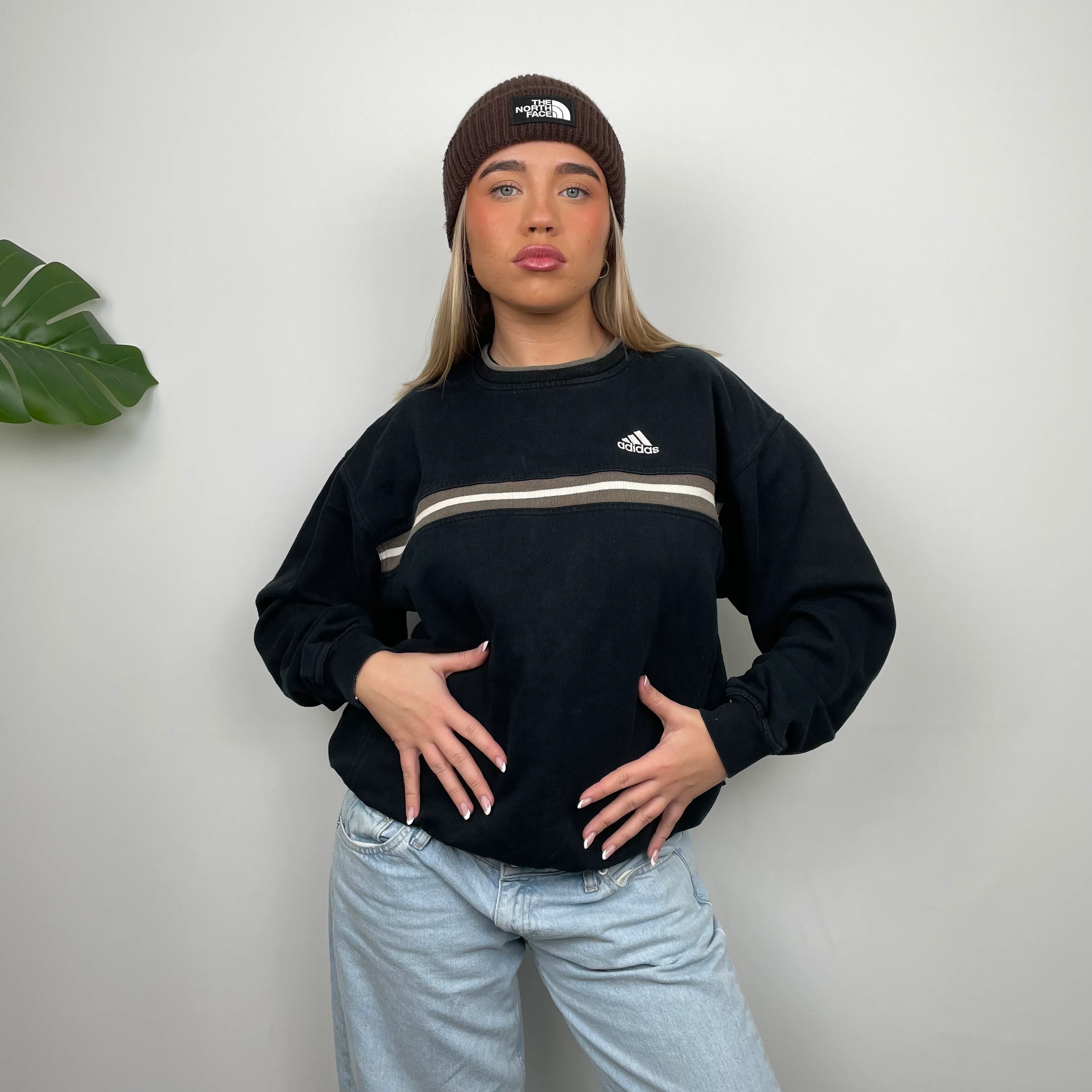 Adidas Black Embroidered Spell Out Sweatshirt (M) - Image 2