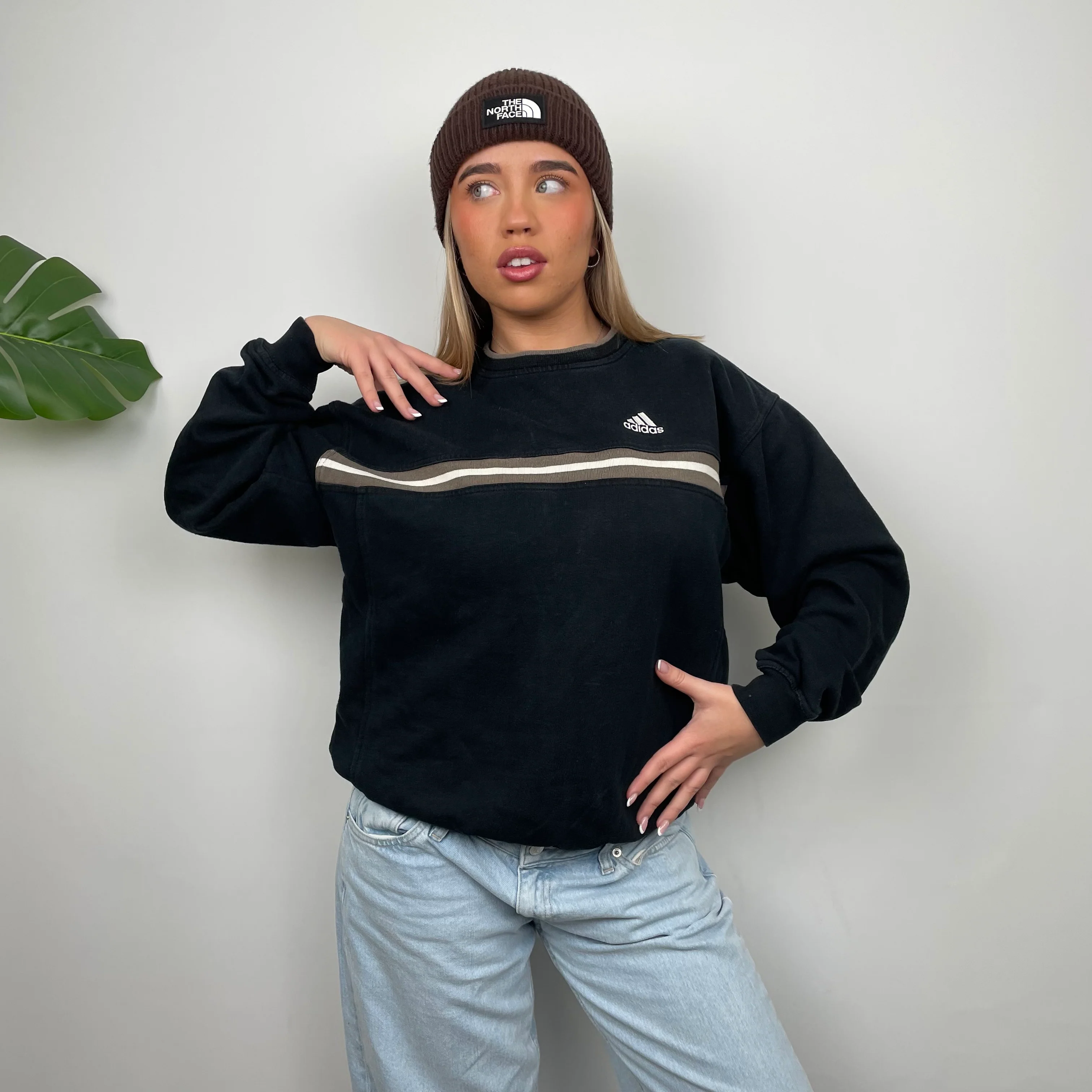 Adidas Black Embroidered Spell Out Sweatshirt (M) - Image 3