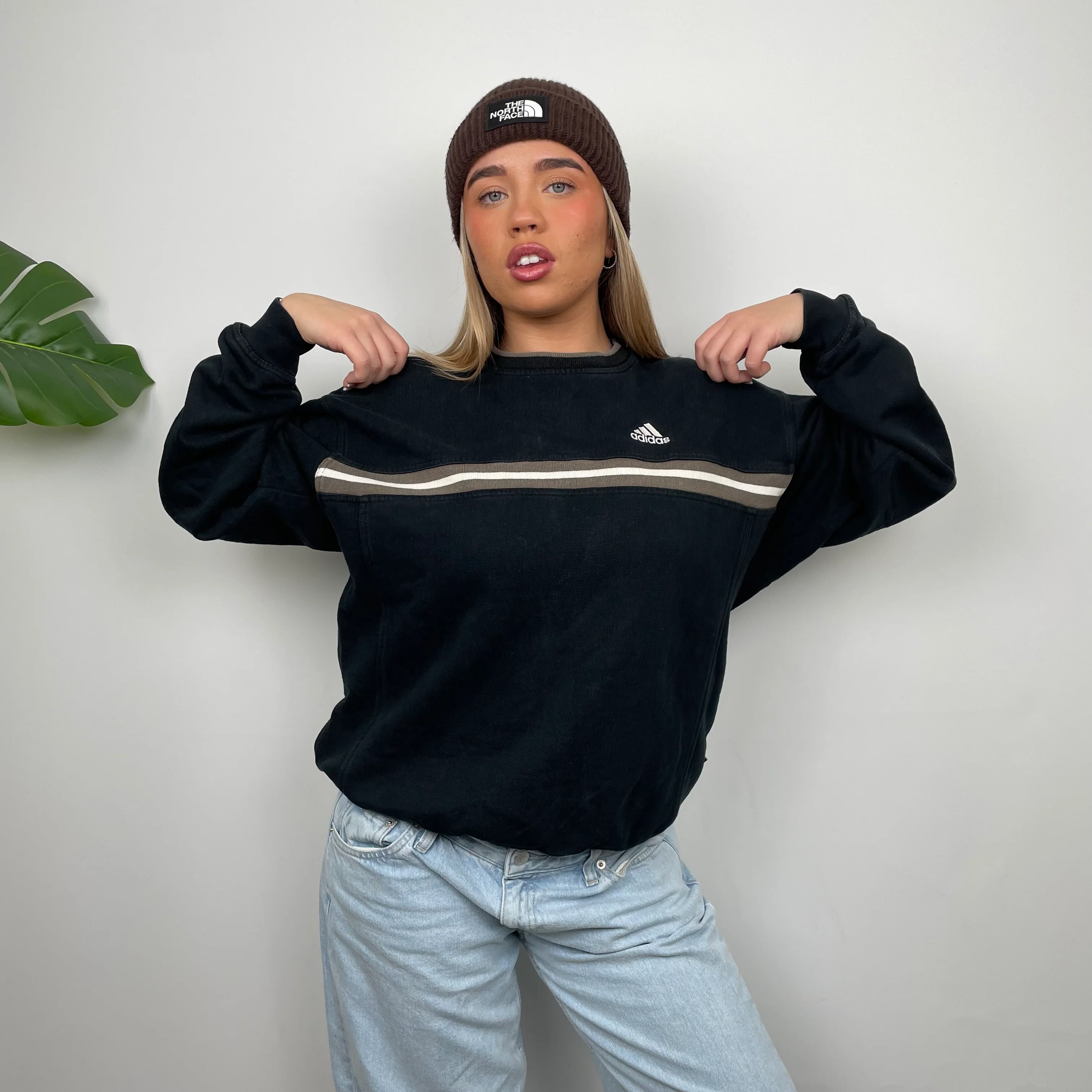 Adidas Black Embroidered Spell Out Sweatshirt (M) - Image 4
