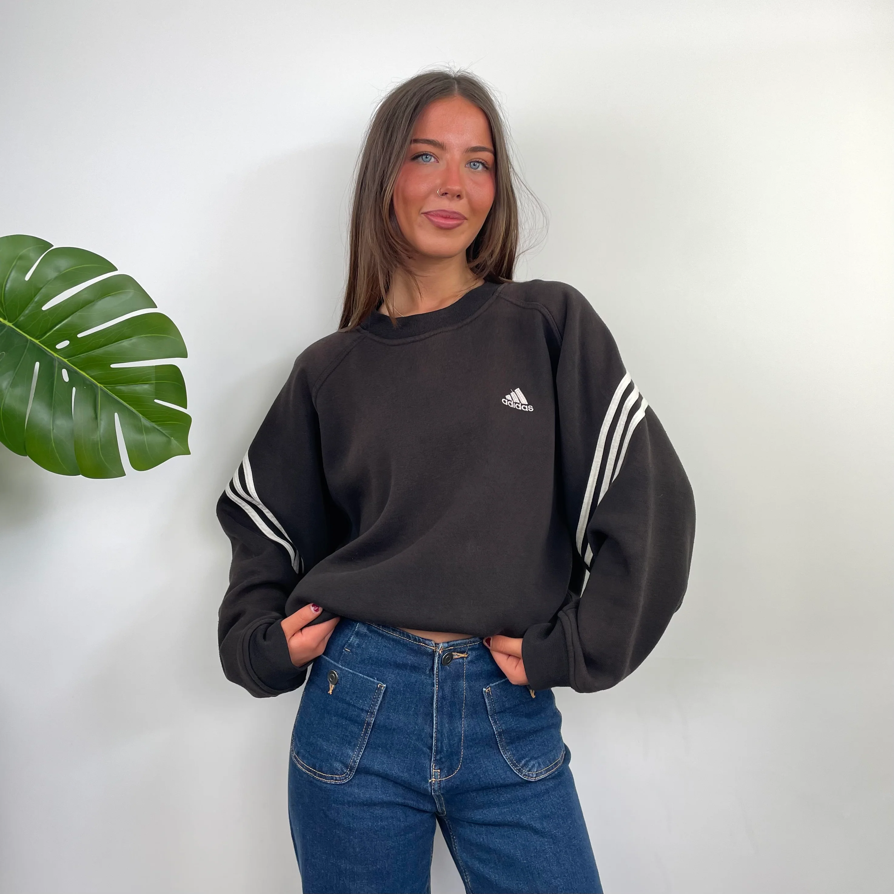 Adidas Black Embroidered Spell Out Sweatshirt (M) - Image 2