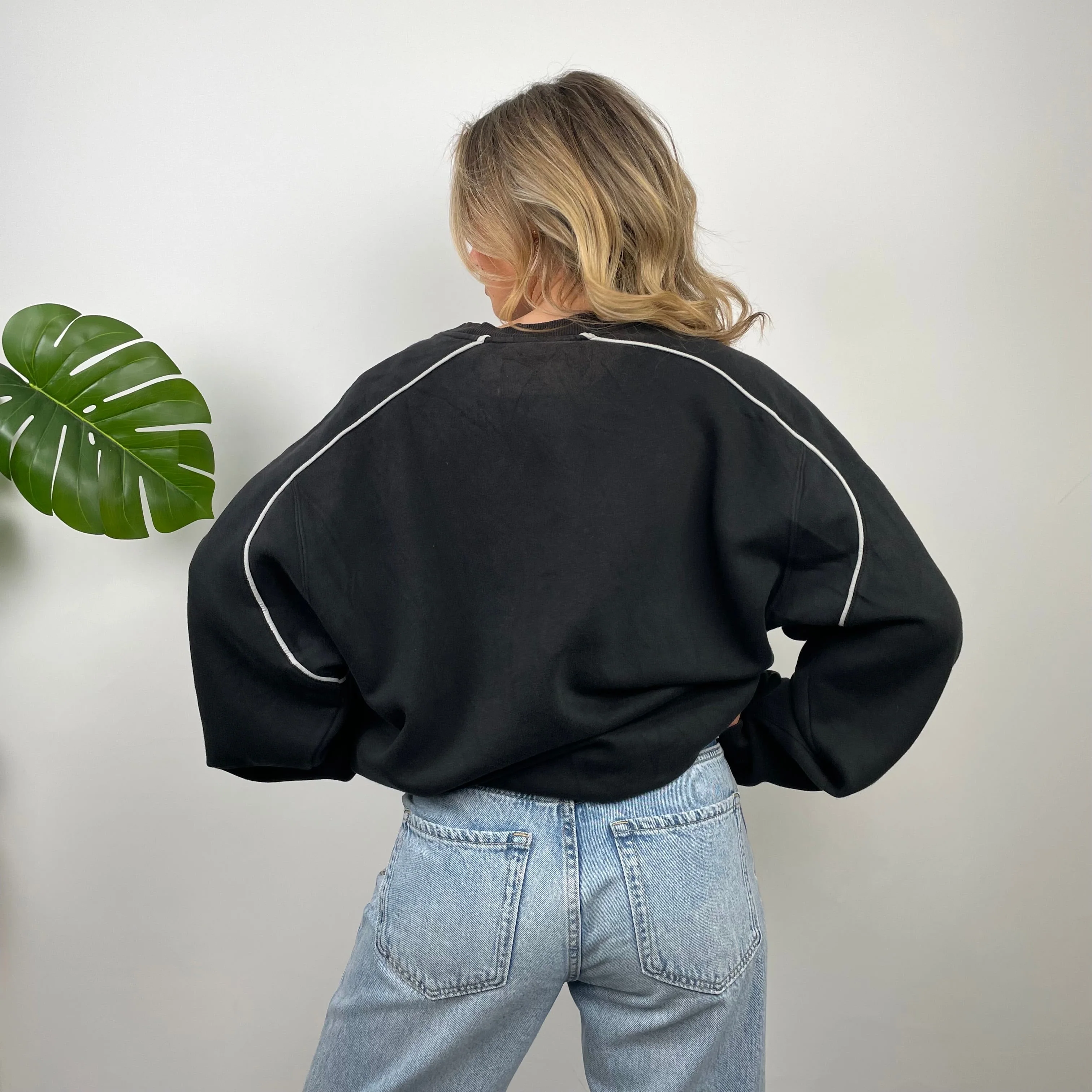 Adidas Black Embroidered Spell Out Sweatshirt (L) - Image 3