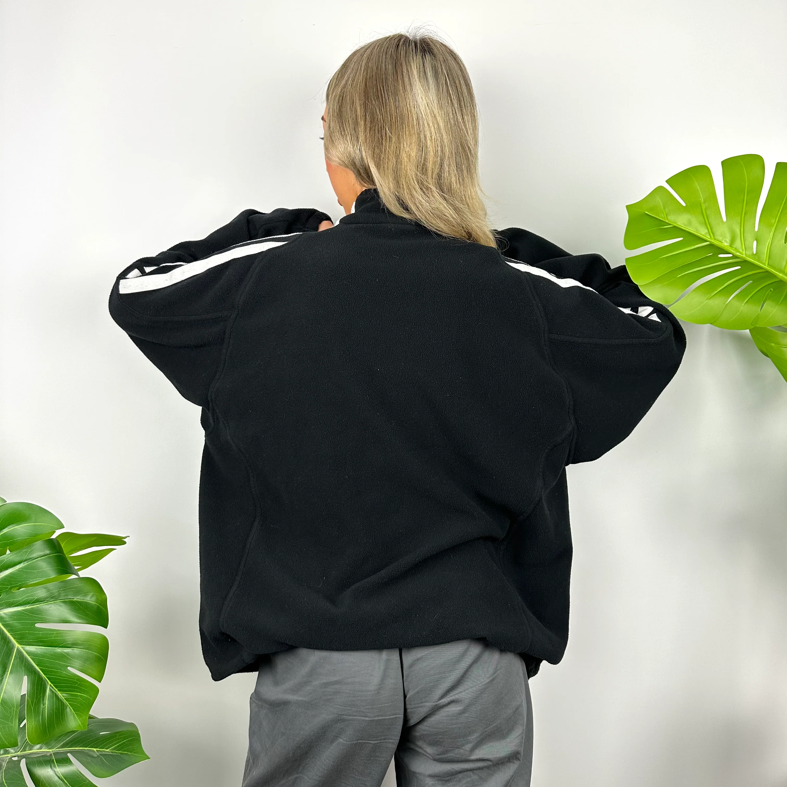 Adidas Black Embroidered Spell Out Teddy Bear Fleece Quarter Zip Sweatshirt (XL) - Image 5