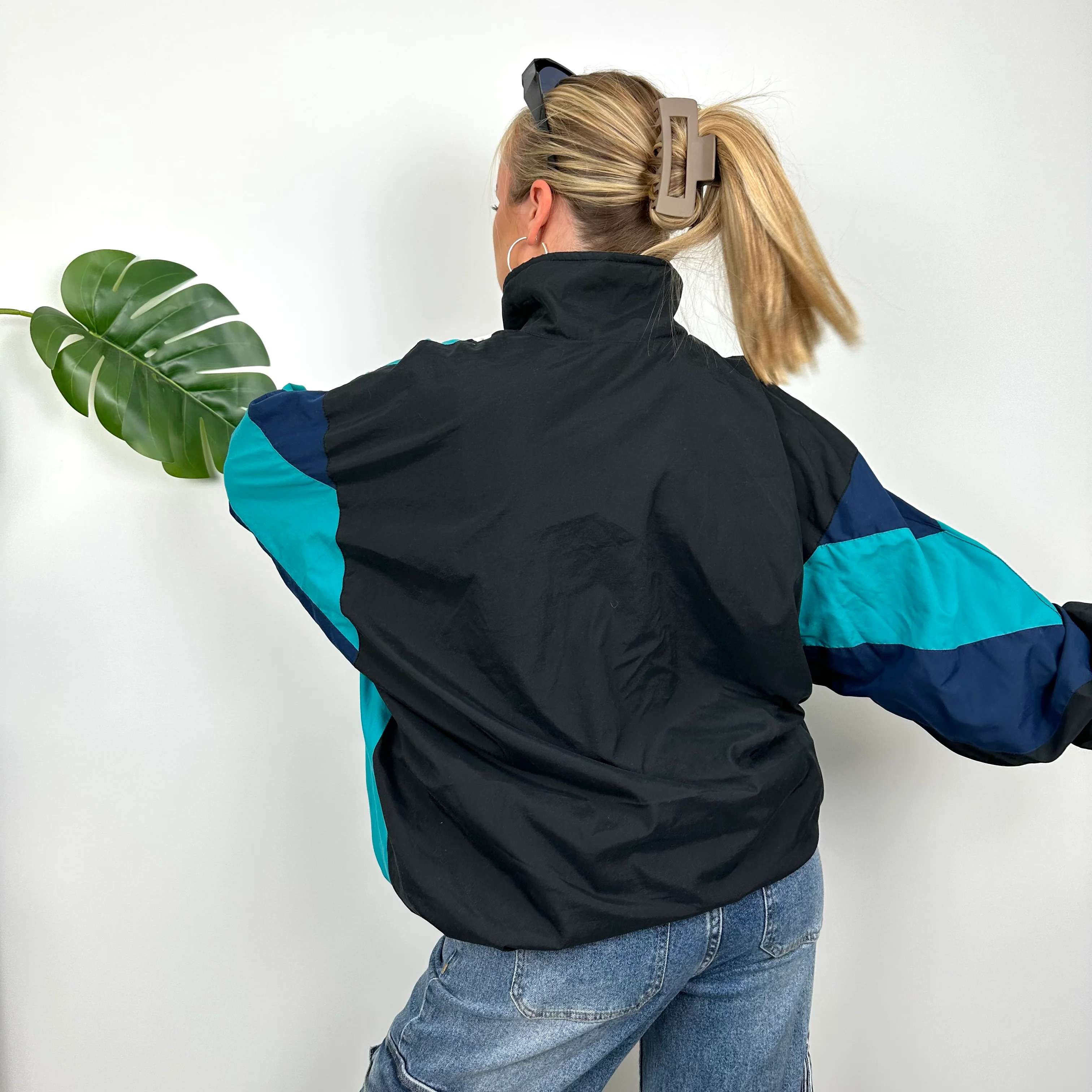 Adidas Black Embroidered Spell Out Zip Up Jacket (XL) - Image 5