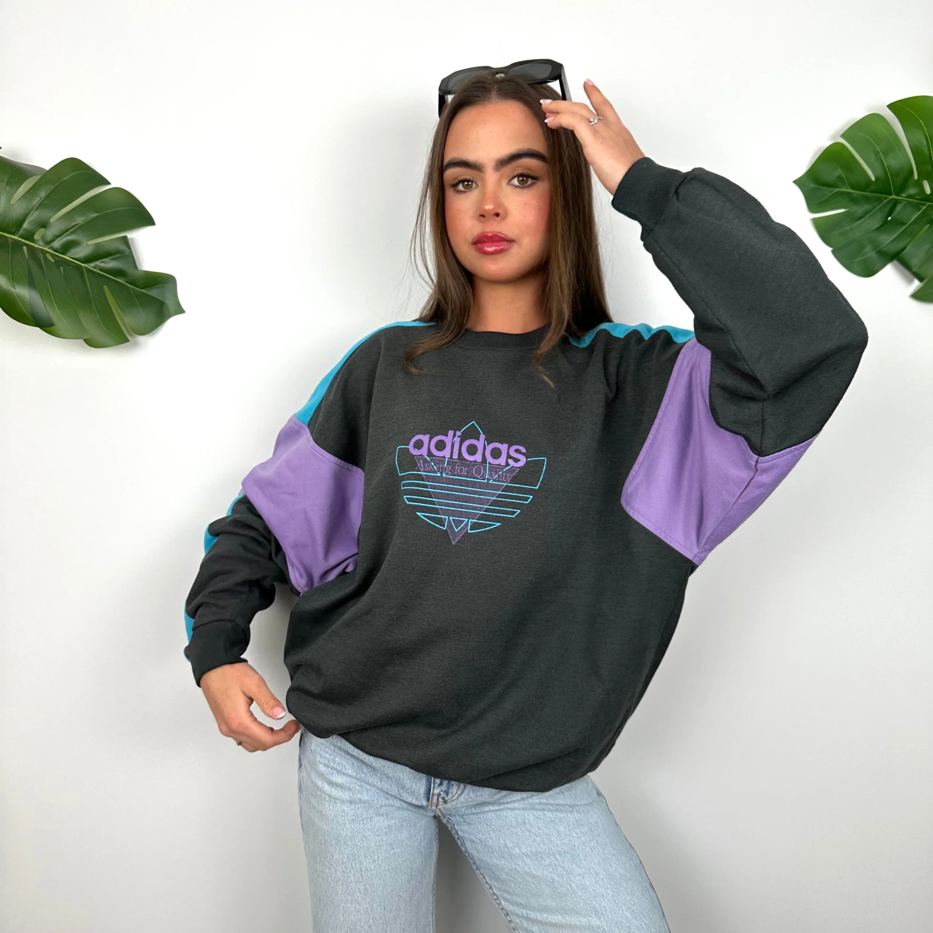 Adidas Black Spell Out Sweatshirt (M) - Image 2