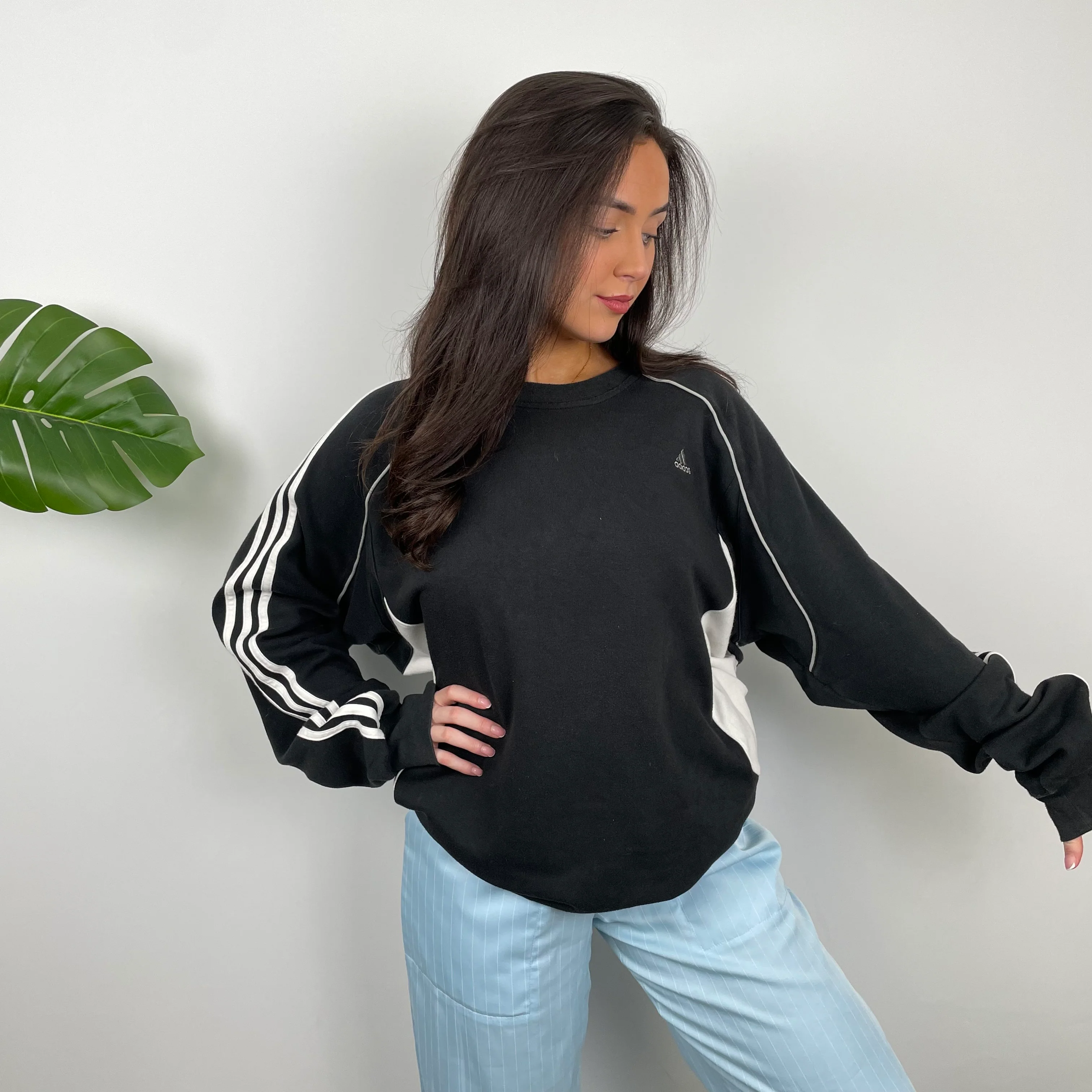 Adidas Black & White Embroidered Spell Out Sweatshirt (L) - Image 5