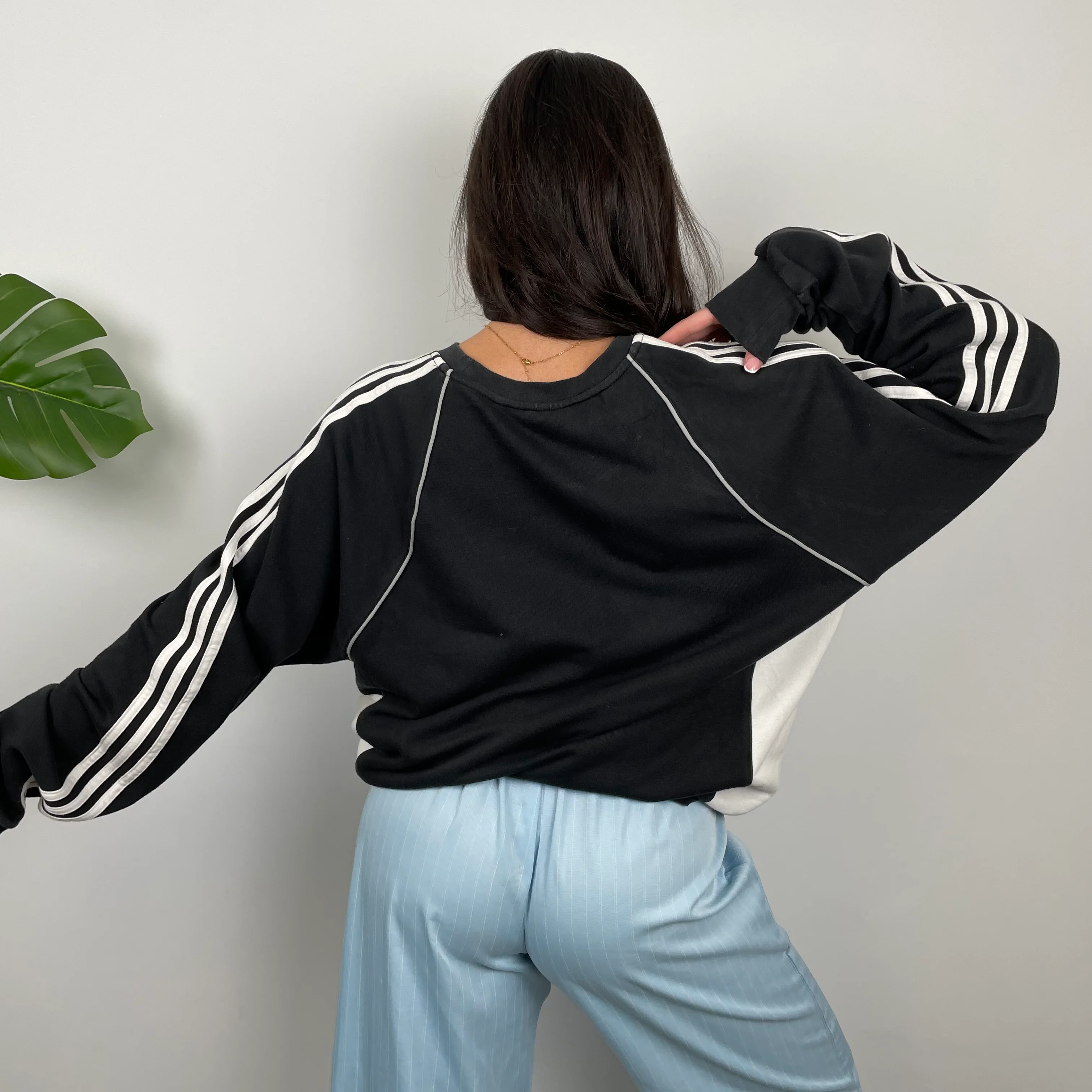 Adidas Black & White Embroidered Spell Out Sweatshirt (L) - Image 8
