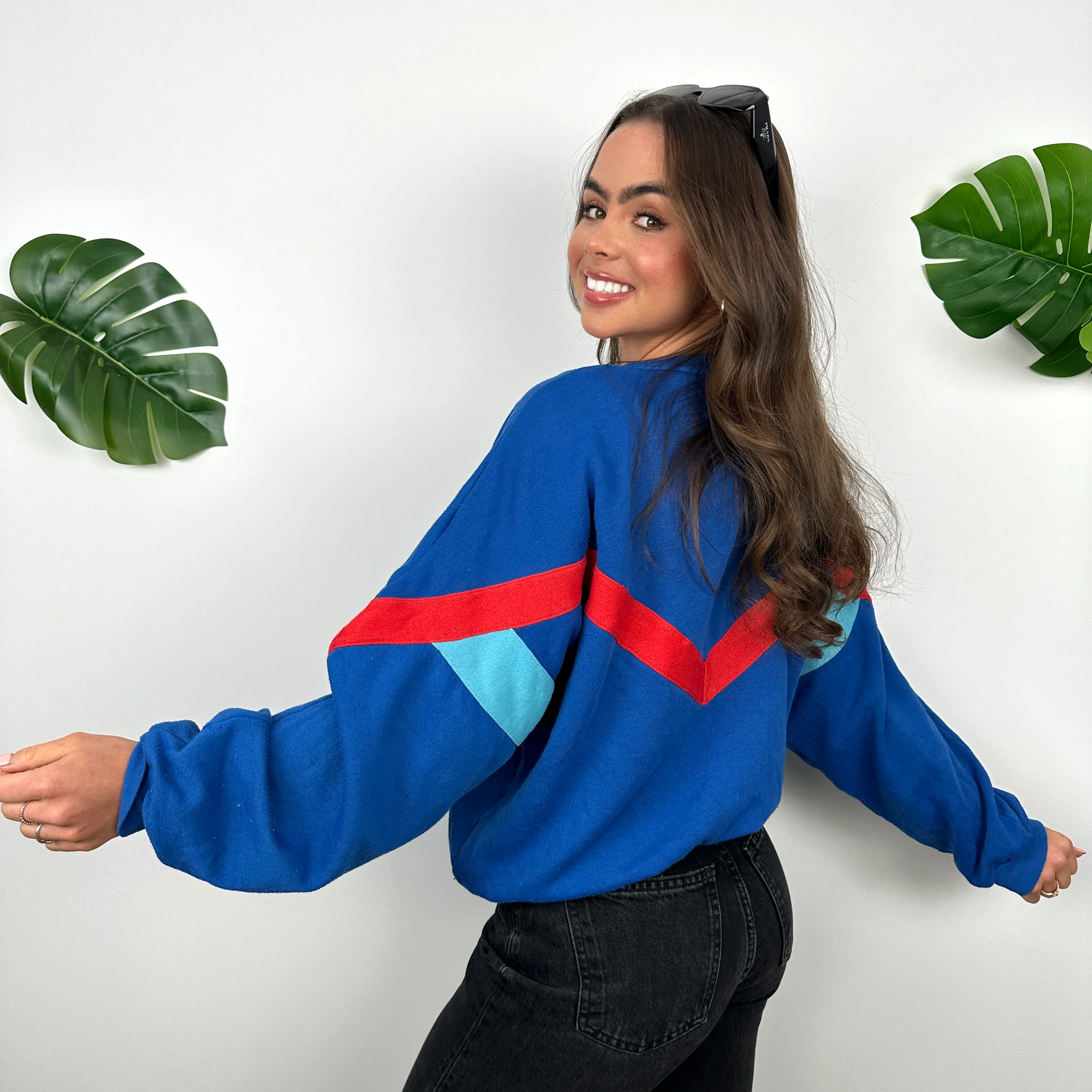 Adidas Blue Colour Block Sweatshirt (M) - Image 5