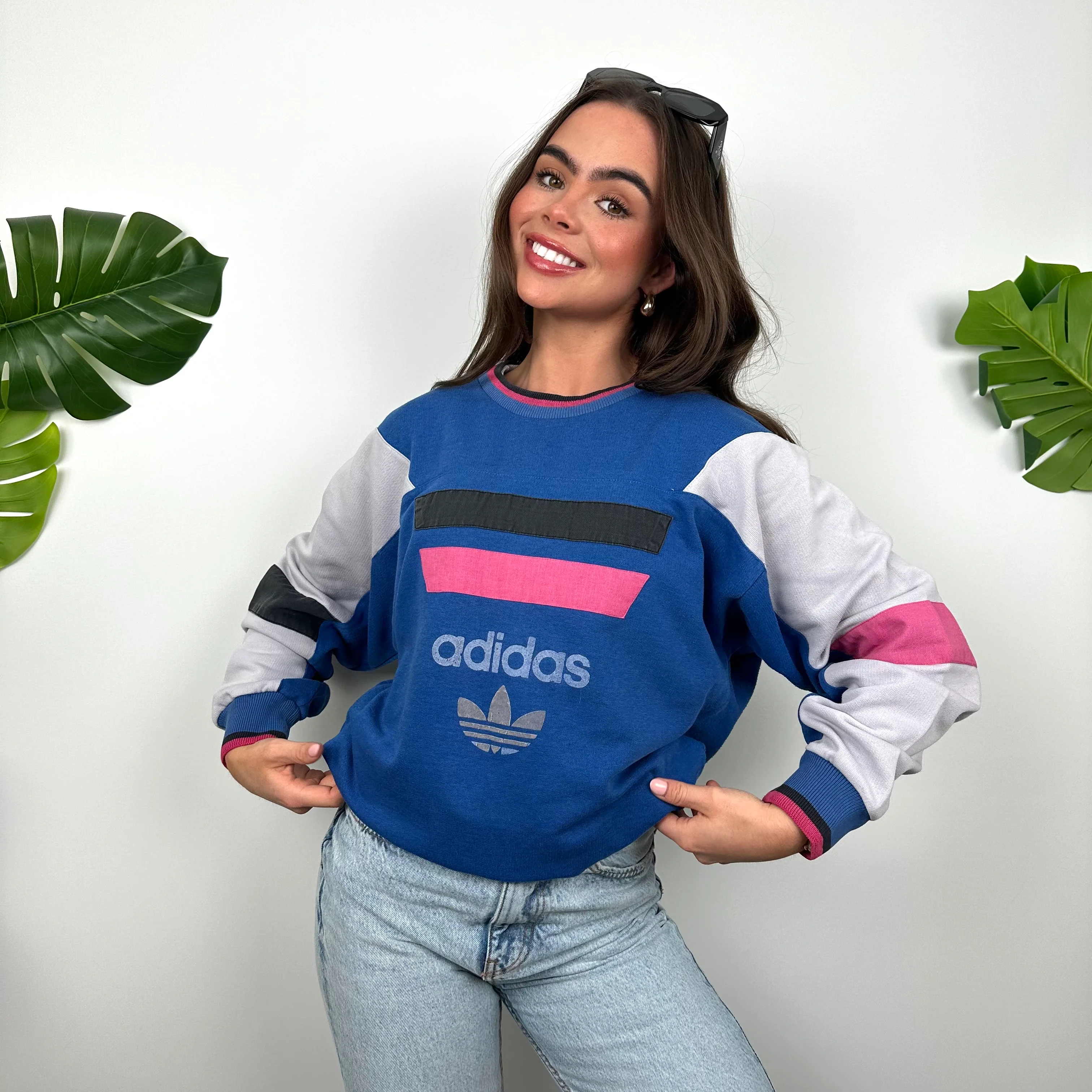 Adidas Blue Colour Block Sweatshirt (M) - Image 2