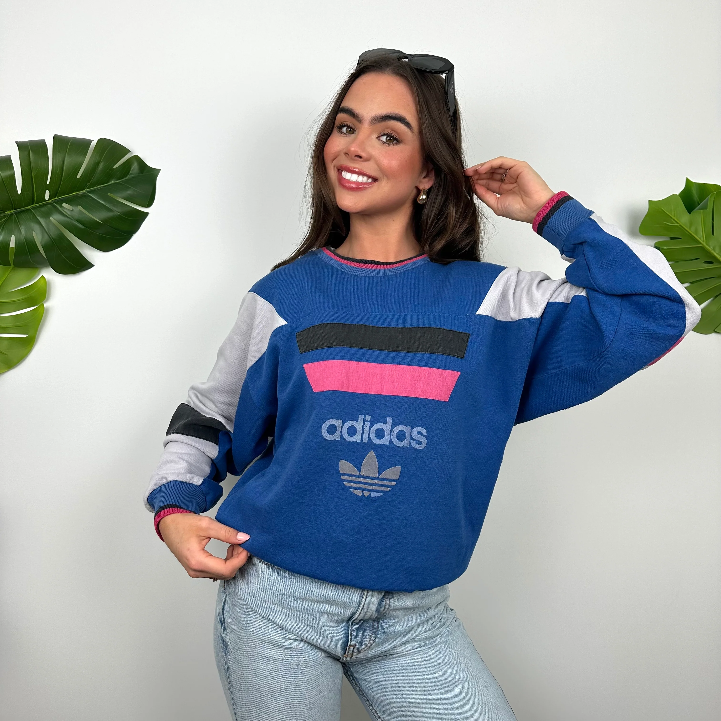 Adidas Blue Colour Block Sweatshirt (M) - Image 4