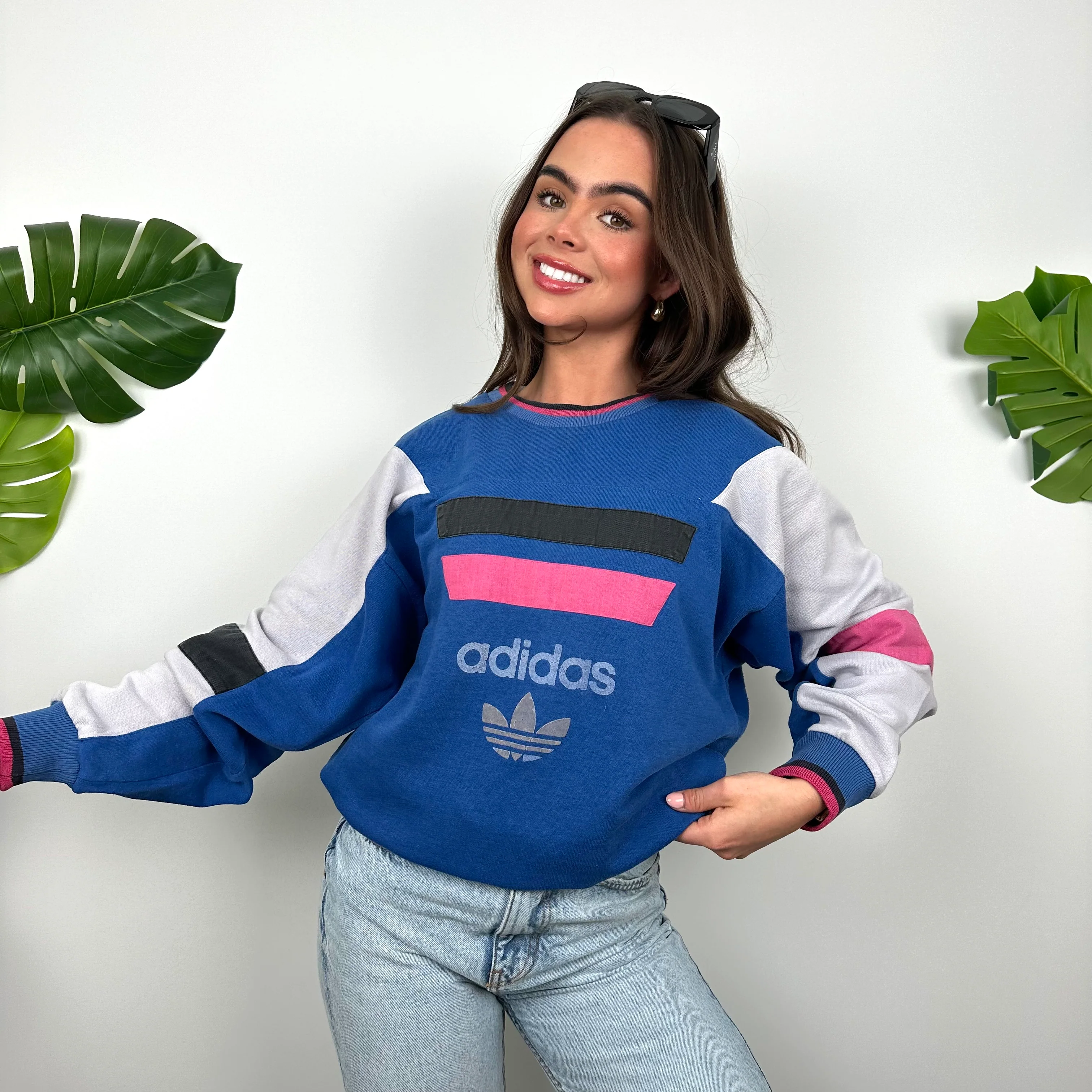 Adidas Blue Colour Block Sweatshirt (M) - Image 5