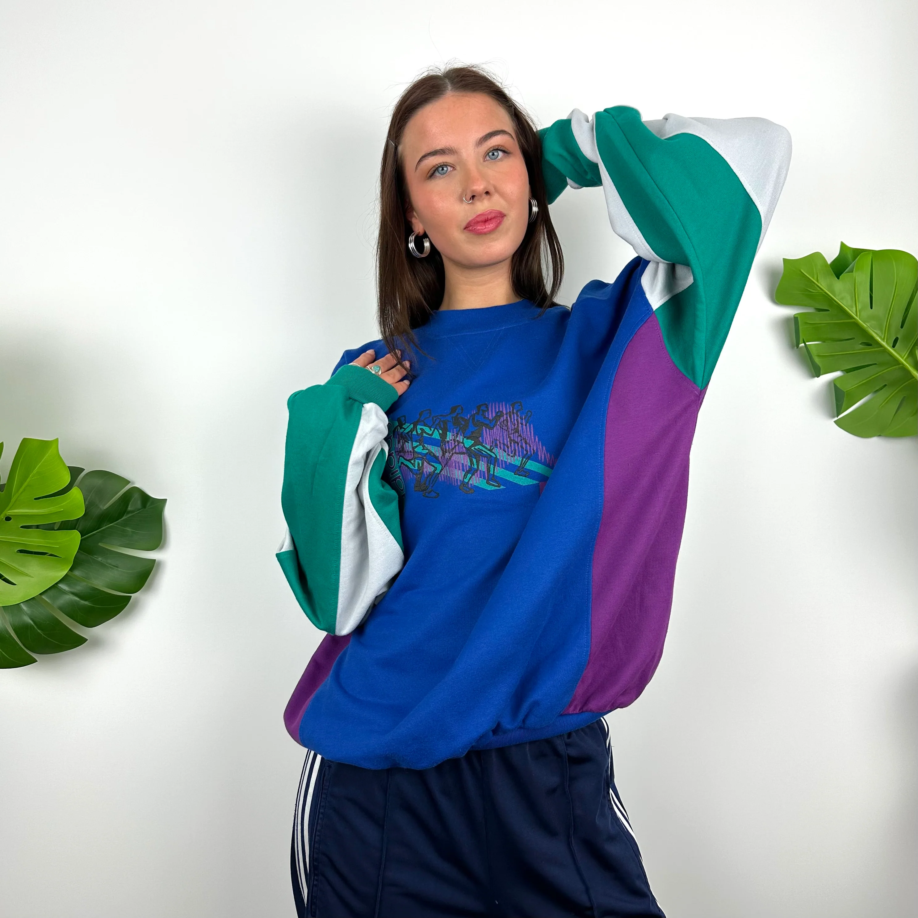 Adidas Blue Colour Block Sweatshirt (L) - Image 5