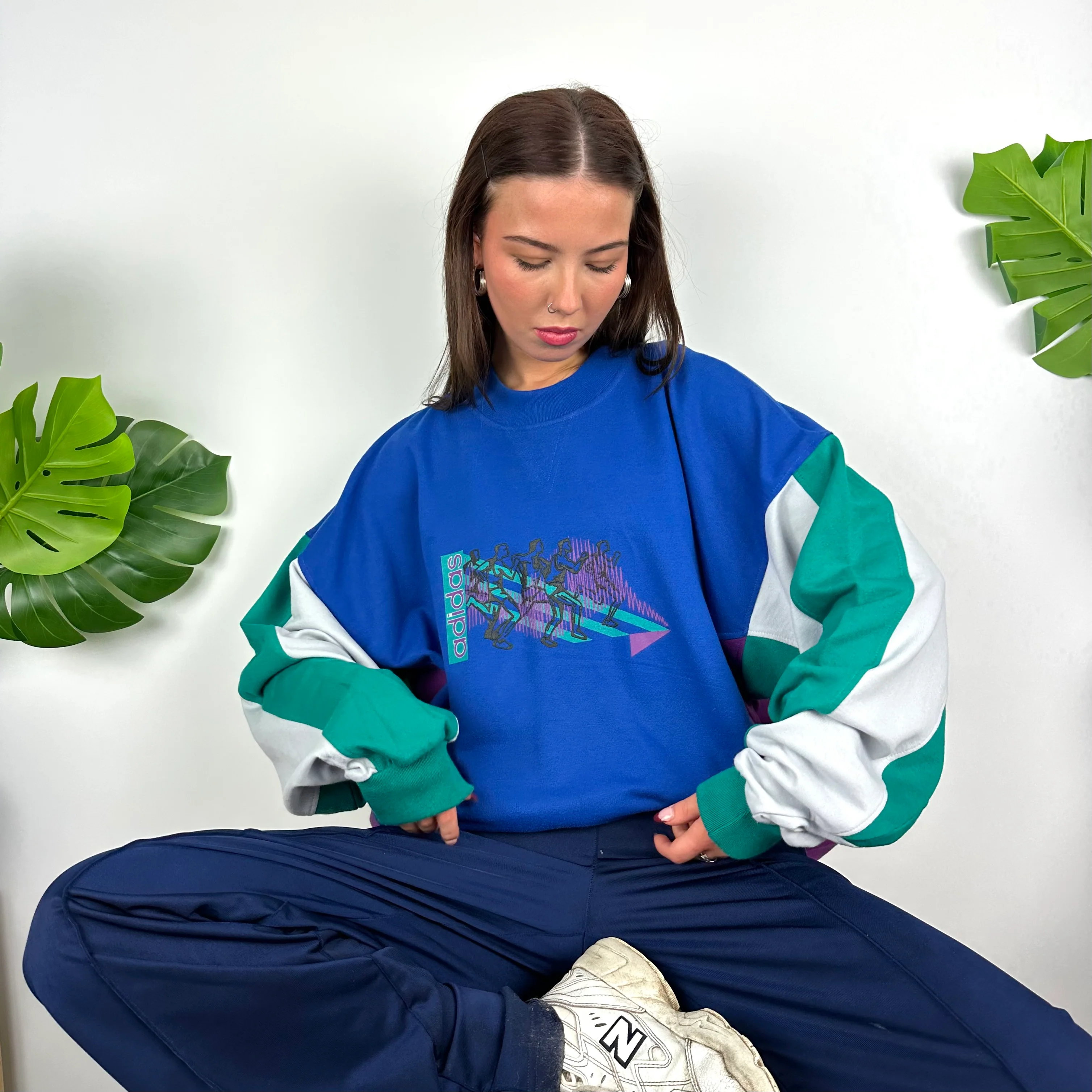 Adidas Blue Colour Block Sweatshirt (L) - Image 6