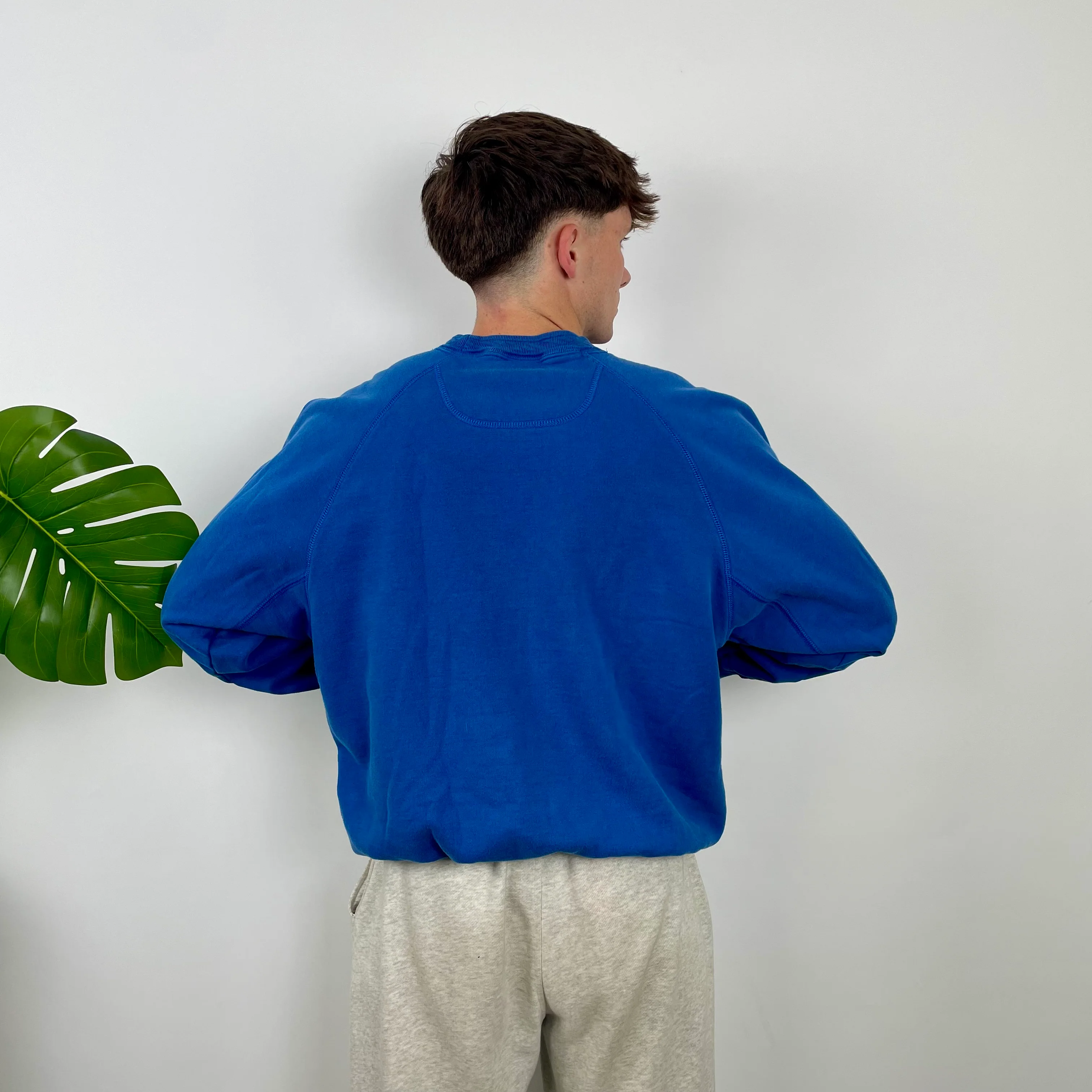 Adidas Blue Embroidered Spell Out Sweatshirt (M) - Image 3