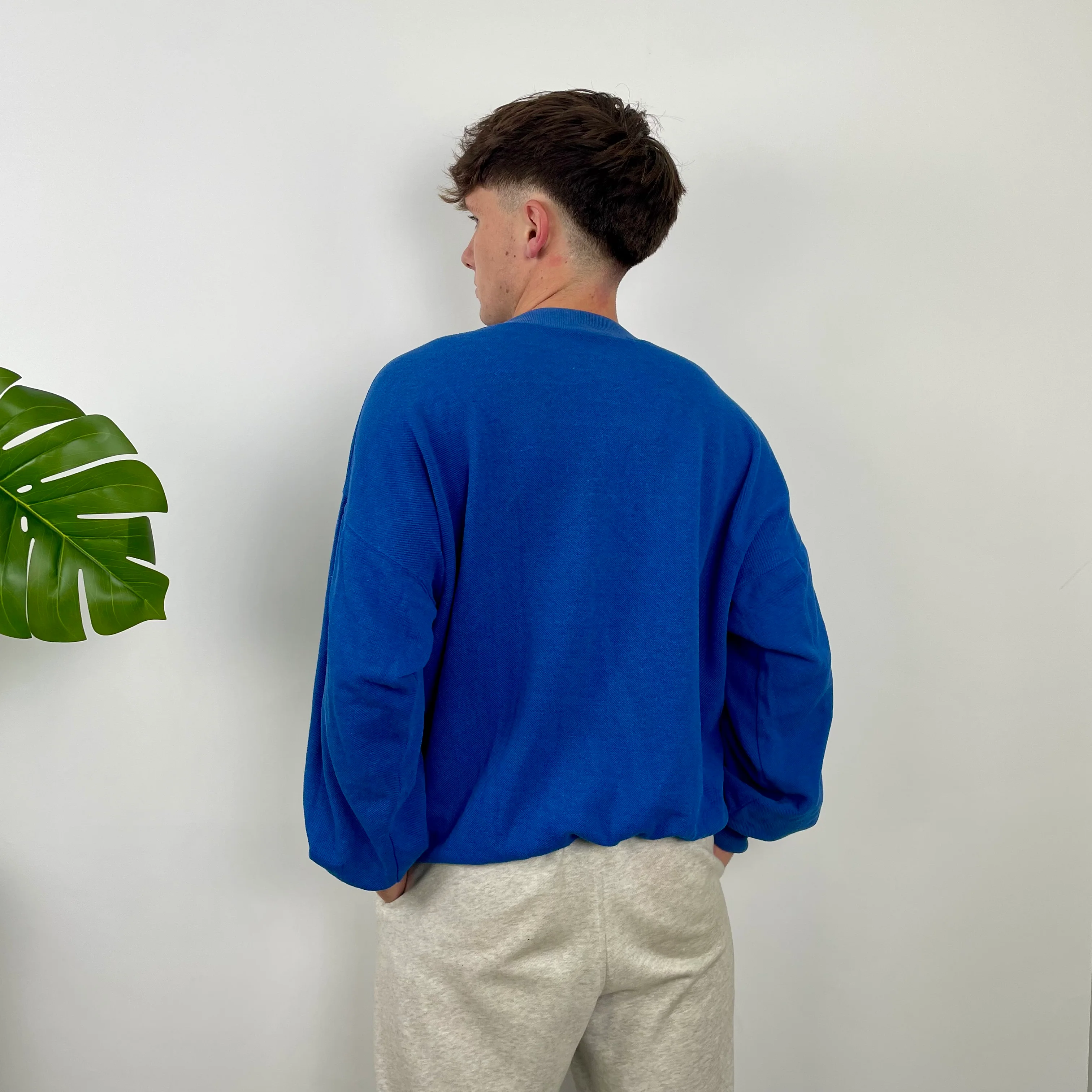 Adidas Blue Embroidered Spell Out Sweatshirt (M) - Image 3