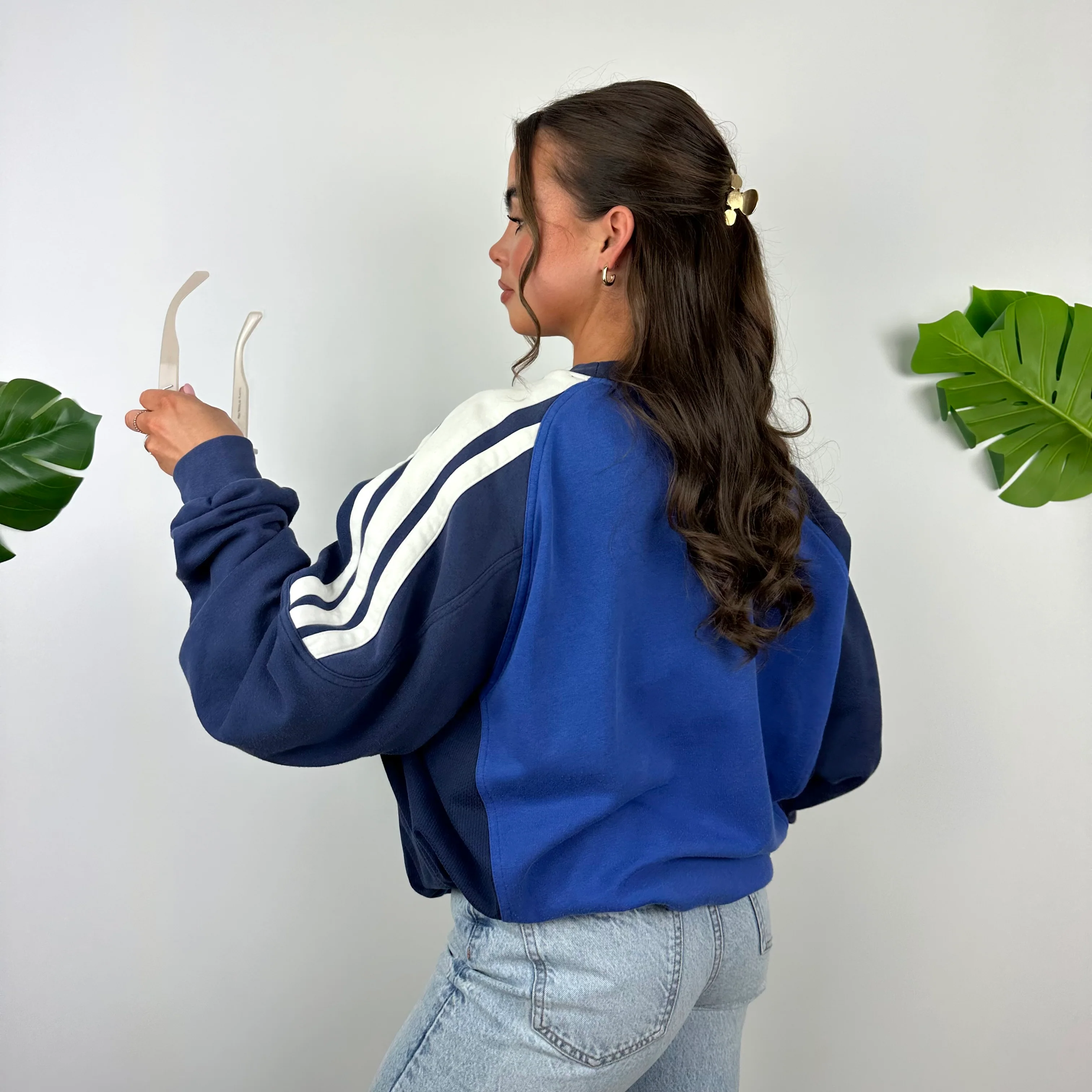 Adidas Blue Embroidered Spell Out Sweatshirt (XL) - Image 8