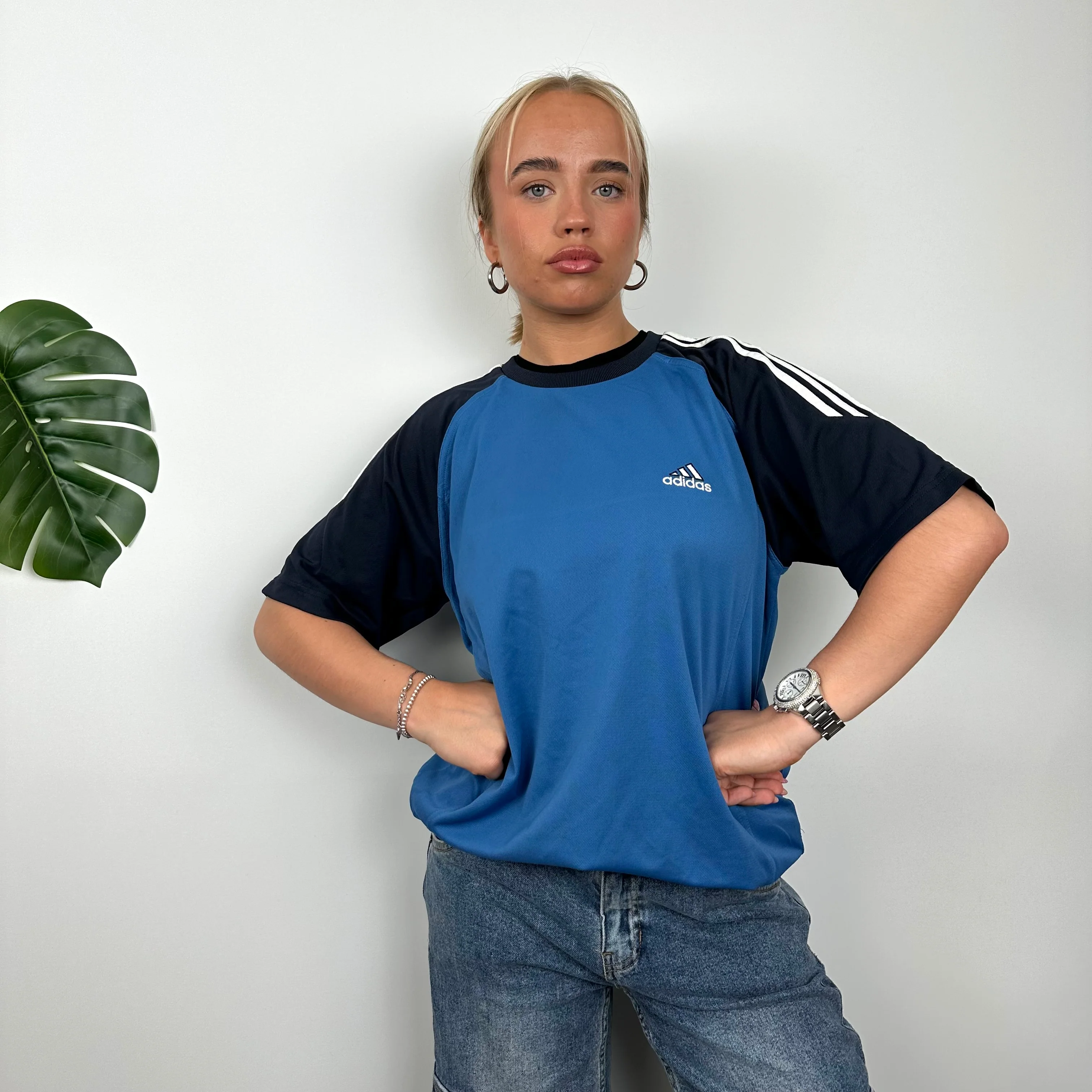 Adidas Blue Embroidered Spell Out T Shirt (L) - Image 4