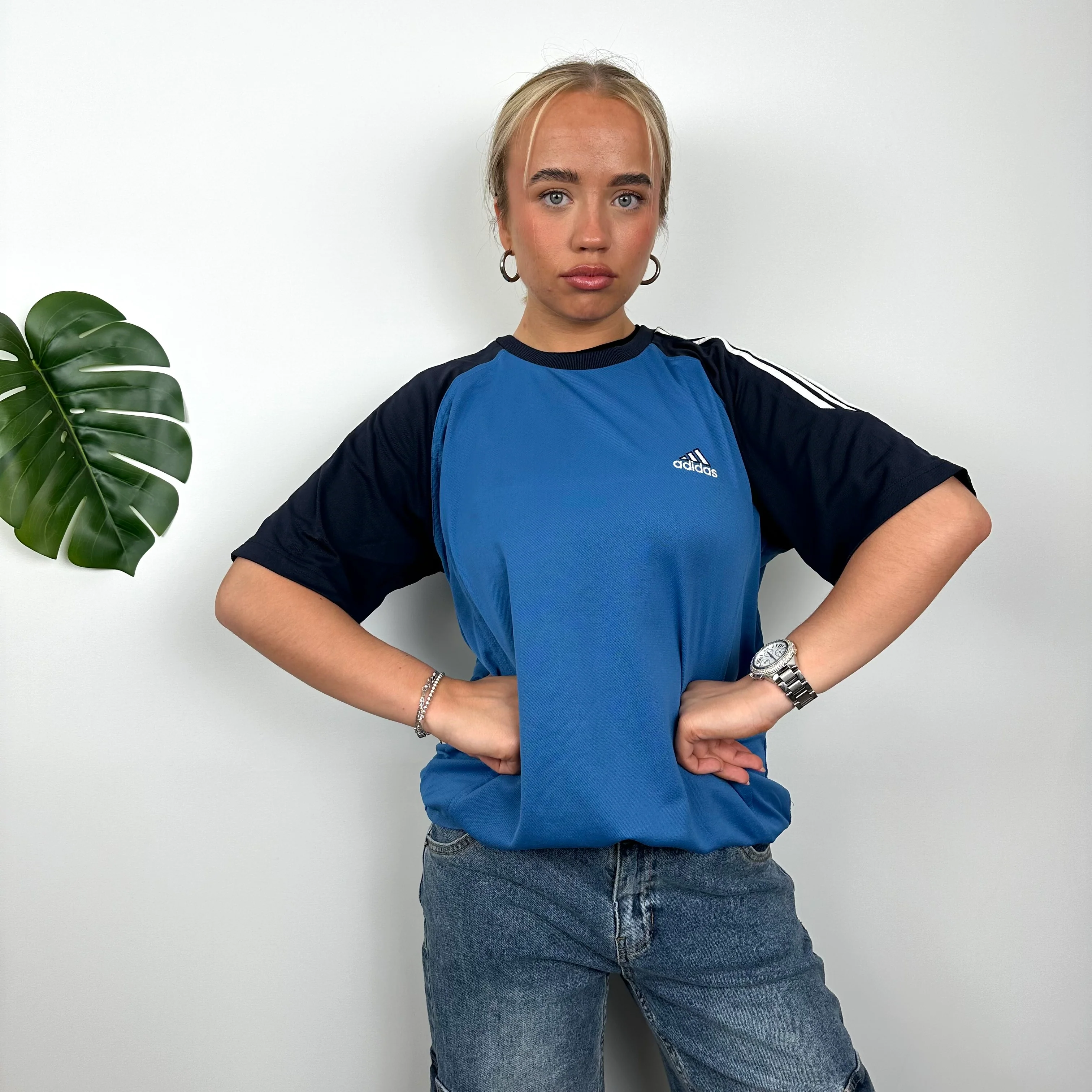 Adidas Blue Embroidered Spell Out T Shirt (L) - Image 7