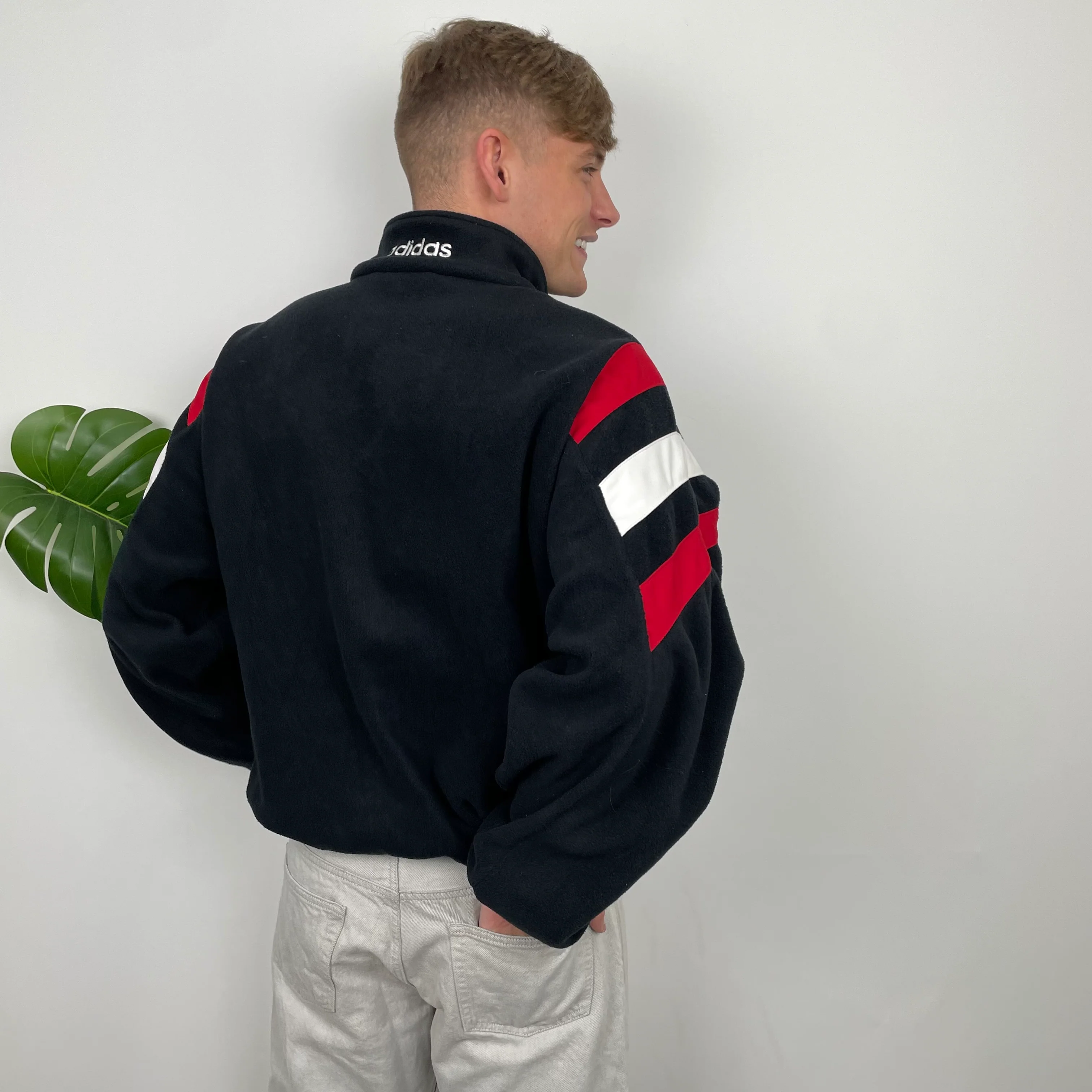 Adidas Blue RARE Colour Block Embroidered Spell Out Teddy Bear Fleece Quarter Zip Sweatshirt (XL) - Image 8