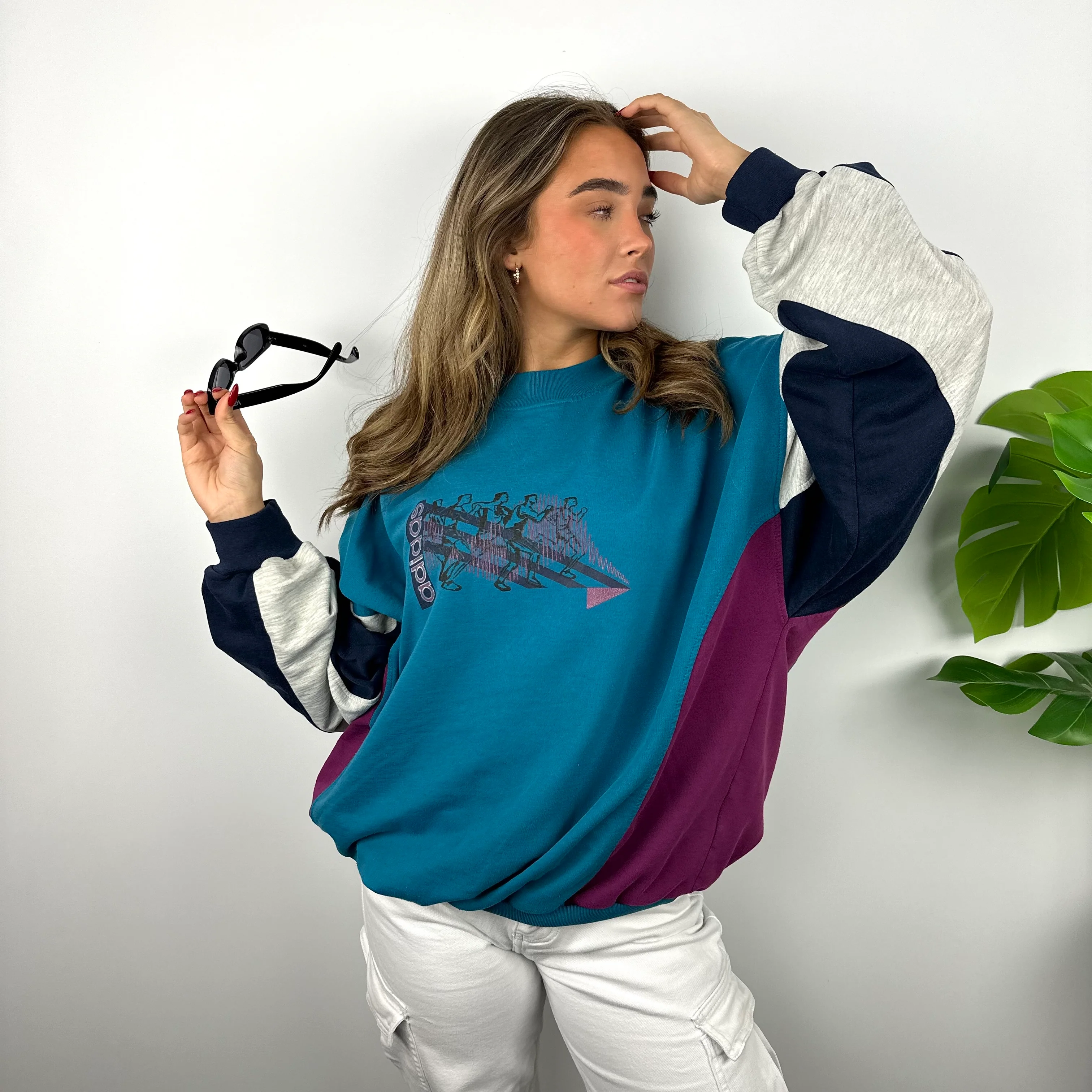 Adidas Blue Spell Out Sweatshirt (XL) - Image 2