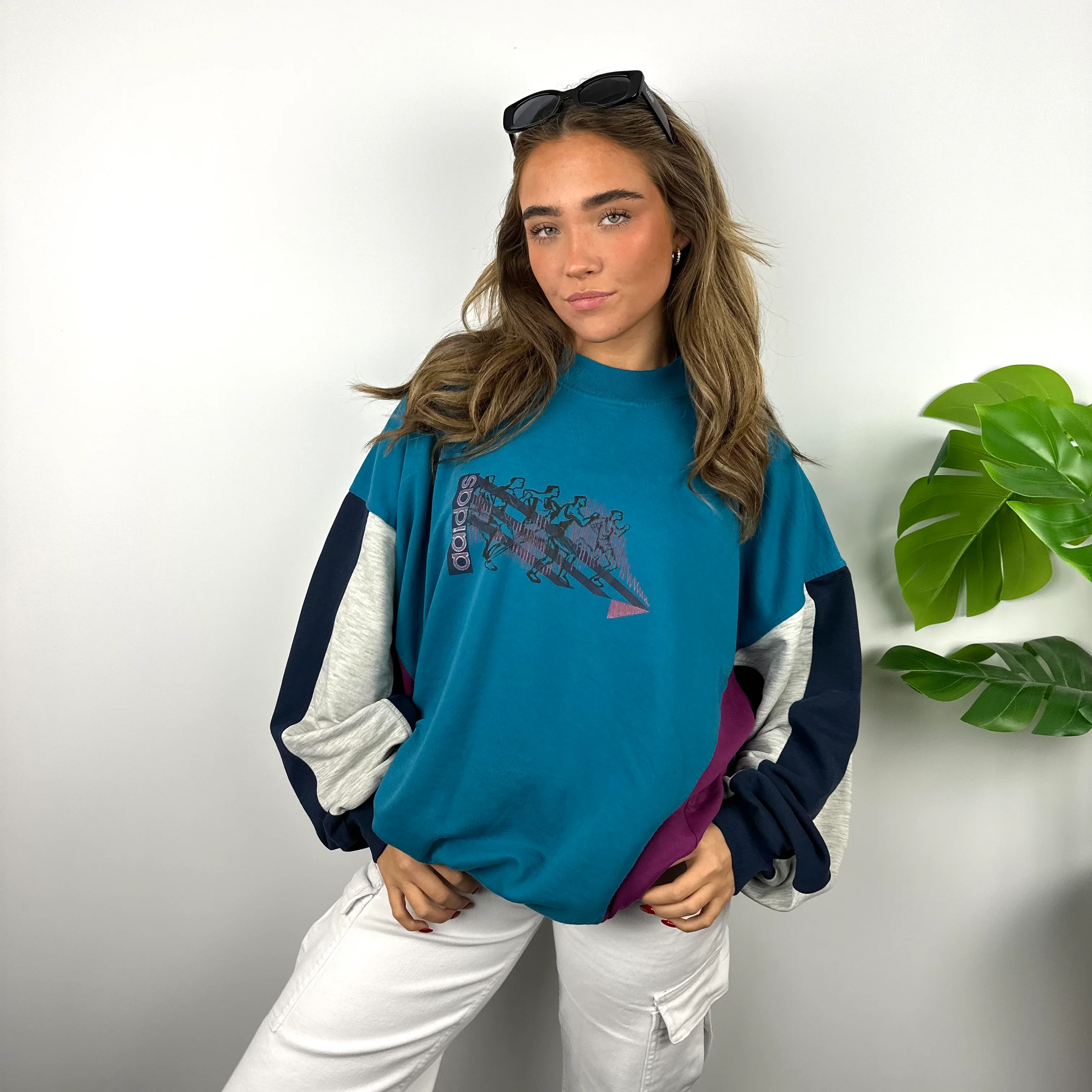 Adidas Blue Spell Out Sweatshirt (XL) - Image 3