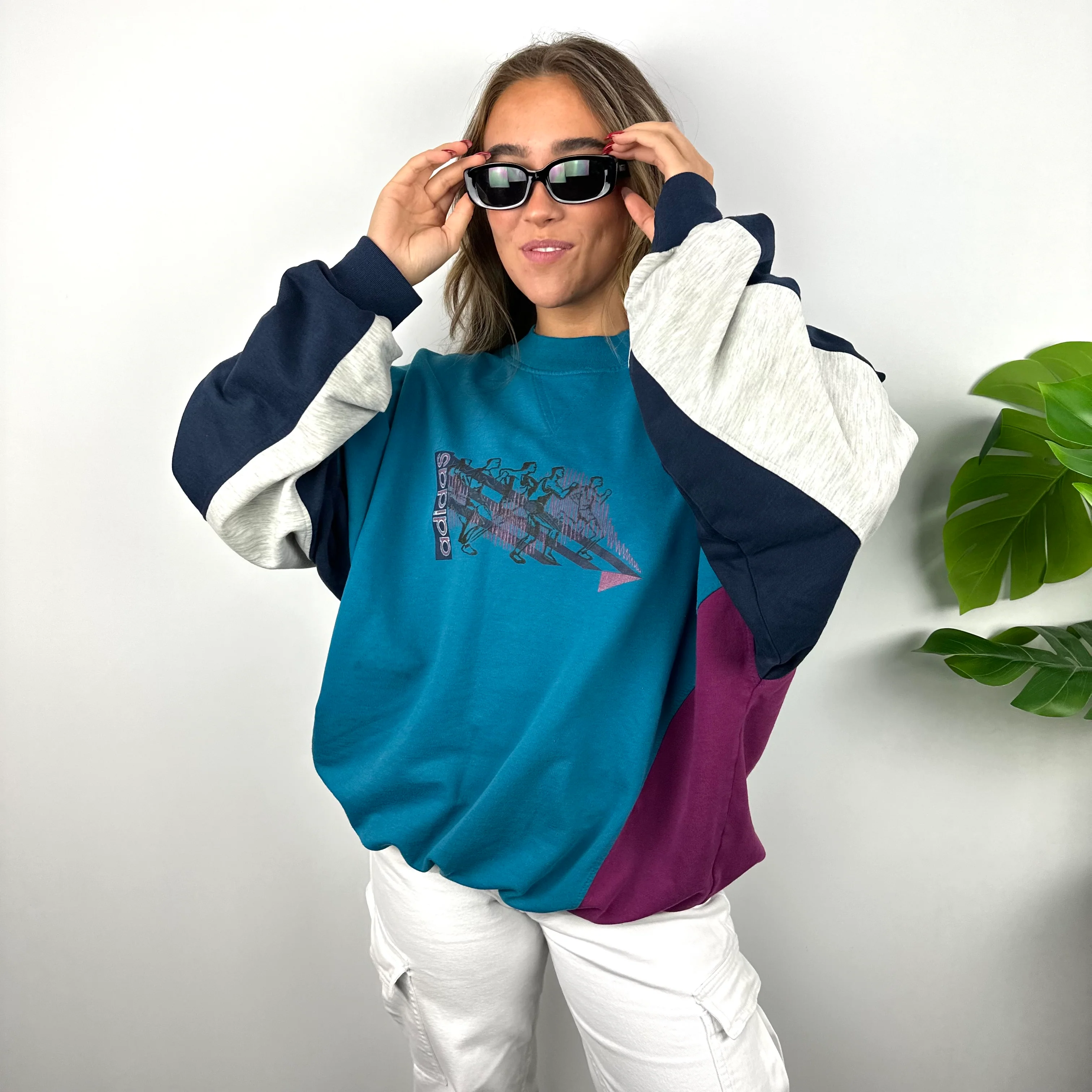 Adidas Blue Spell Out Sweatshirt (XL) - Image 4