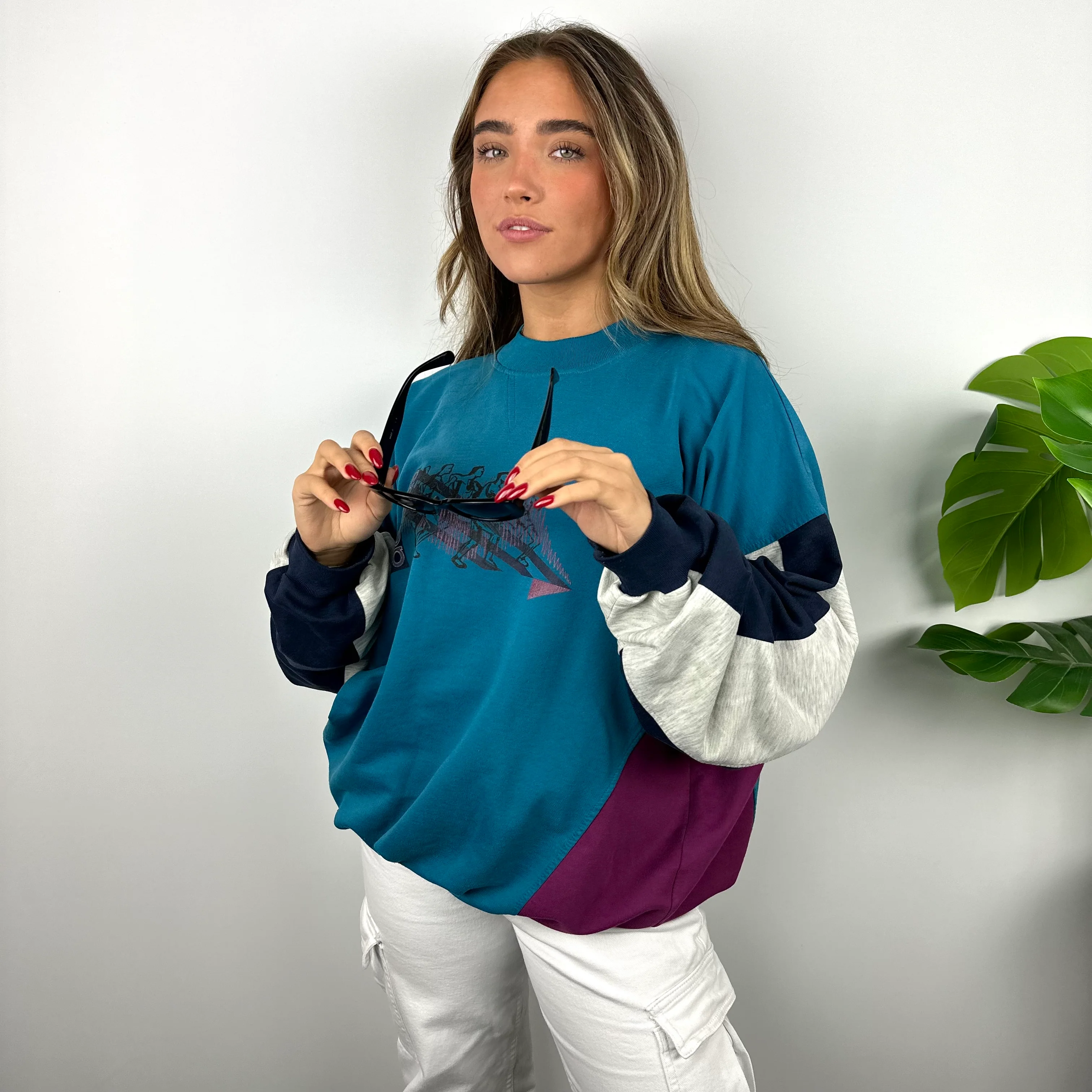 Adidas Blue Spell Out Sweatshirt (XL) - Image 7