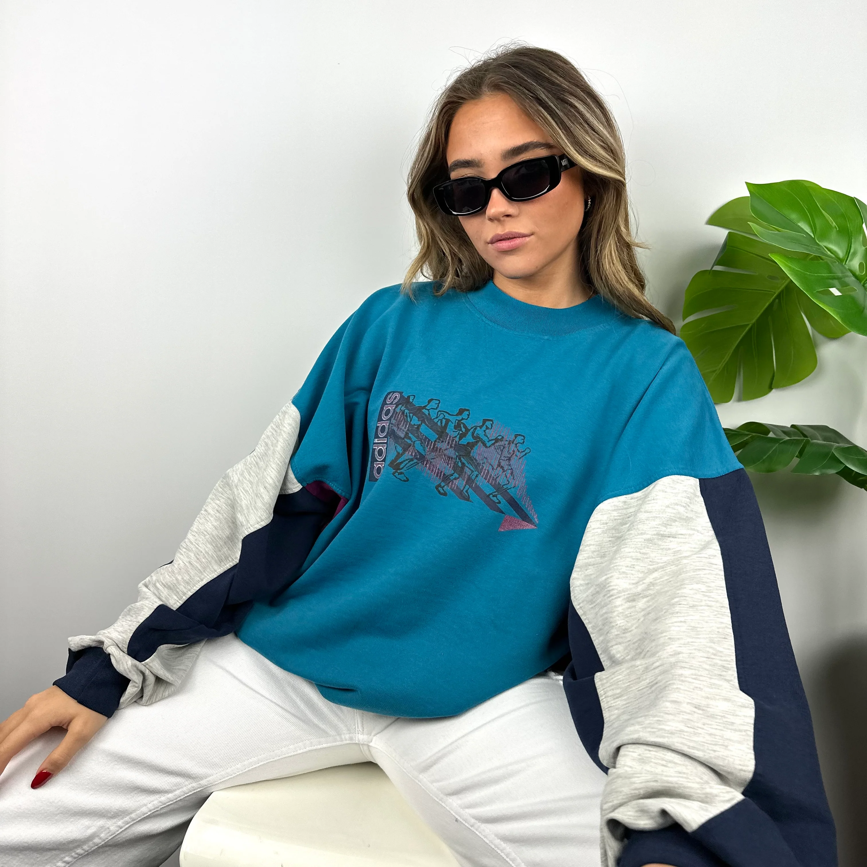 Adidas Blue Spell Out Sweatshirt (XL) - Image 8