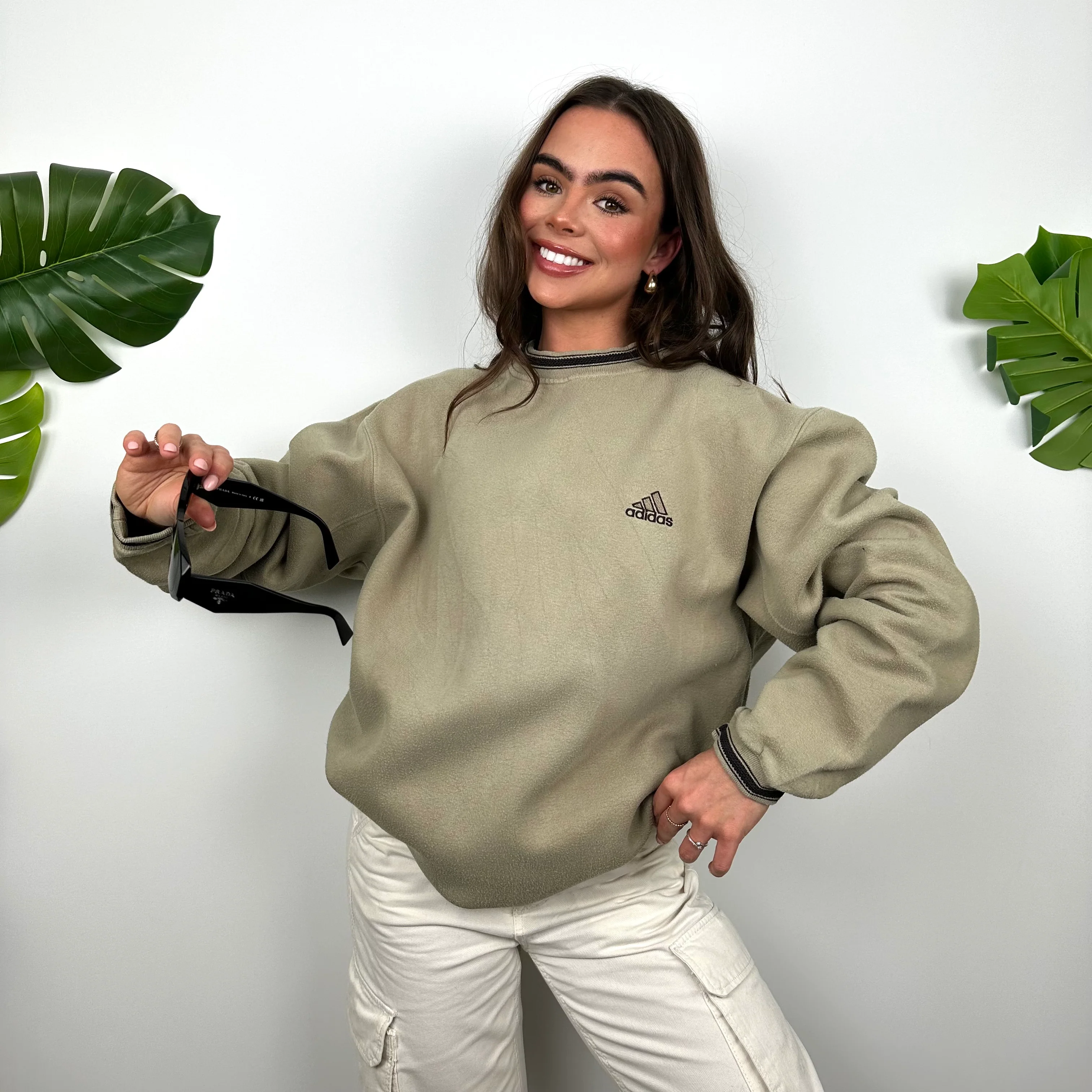 Adidas Brown Embroidered Spell Out Sweatshirt (L) - Image 2