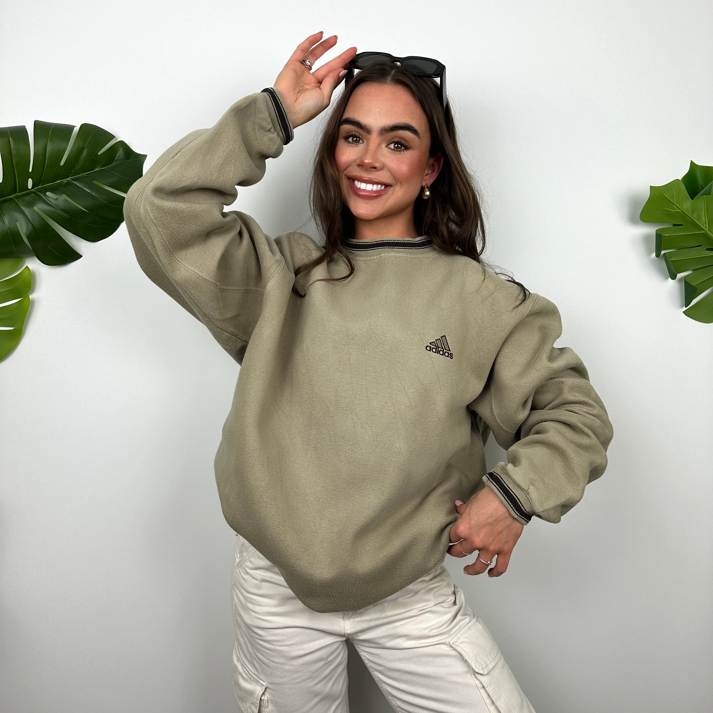 Adidas Brown Embroidered Spell Out Sweatshirt (L) - Image 3