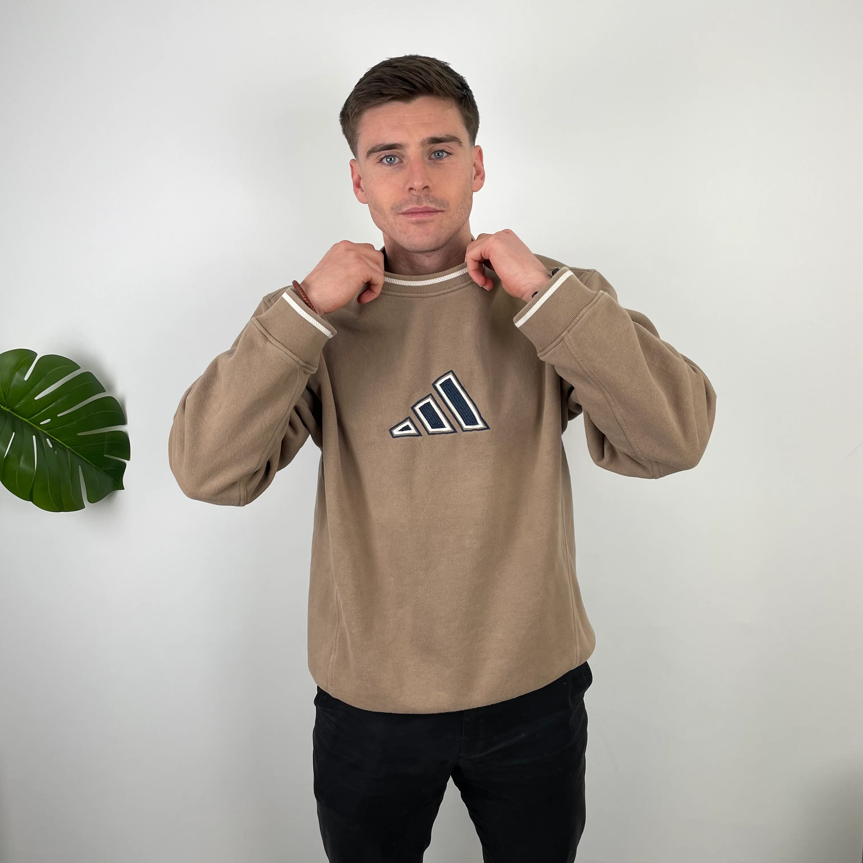 Adidas Brown Embroidered Spell Out Sweatshirt (XL) - Image 2