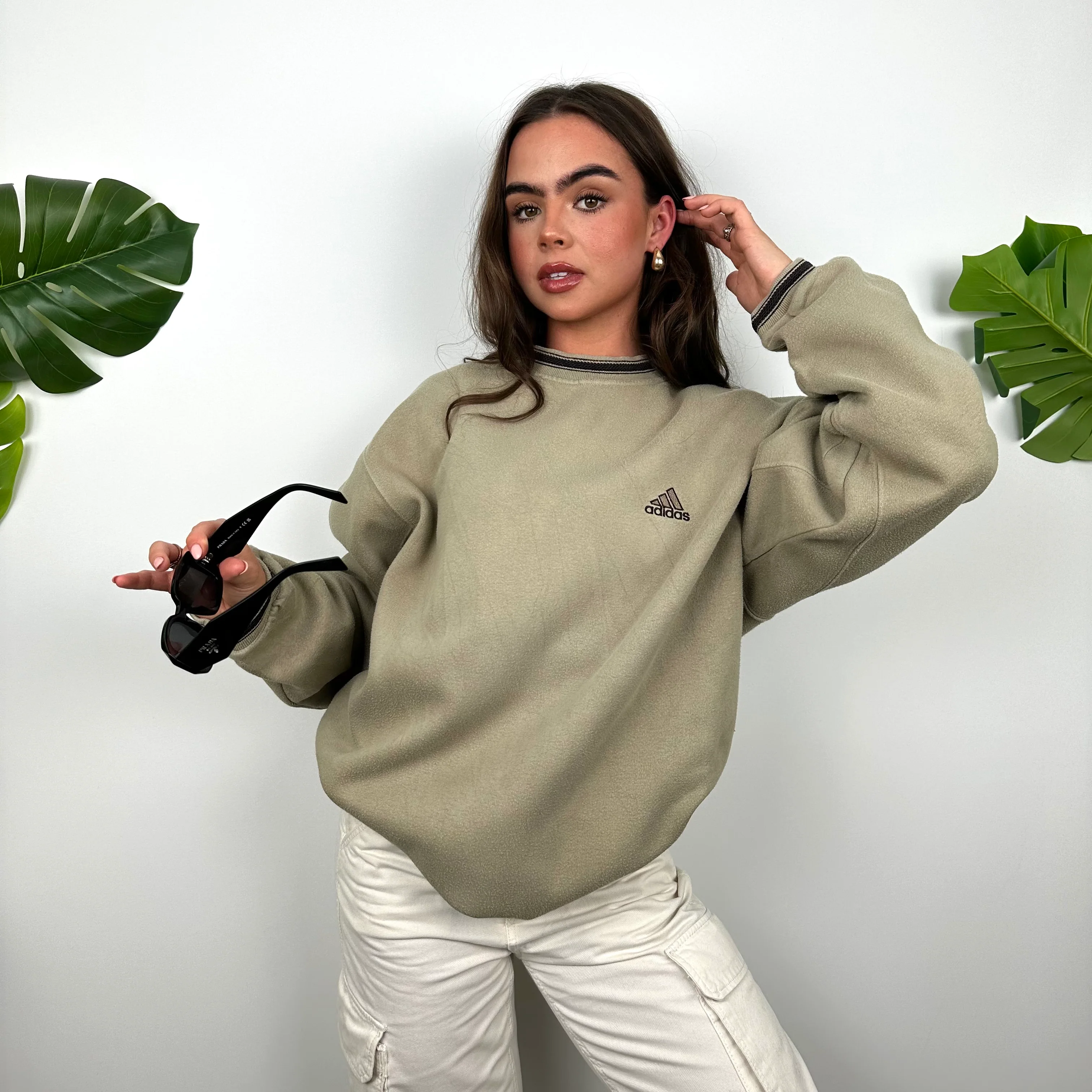 Adidas Brown Embroidered Spell Out Sweatshirt (L) - Image 4