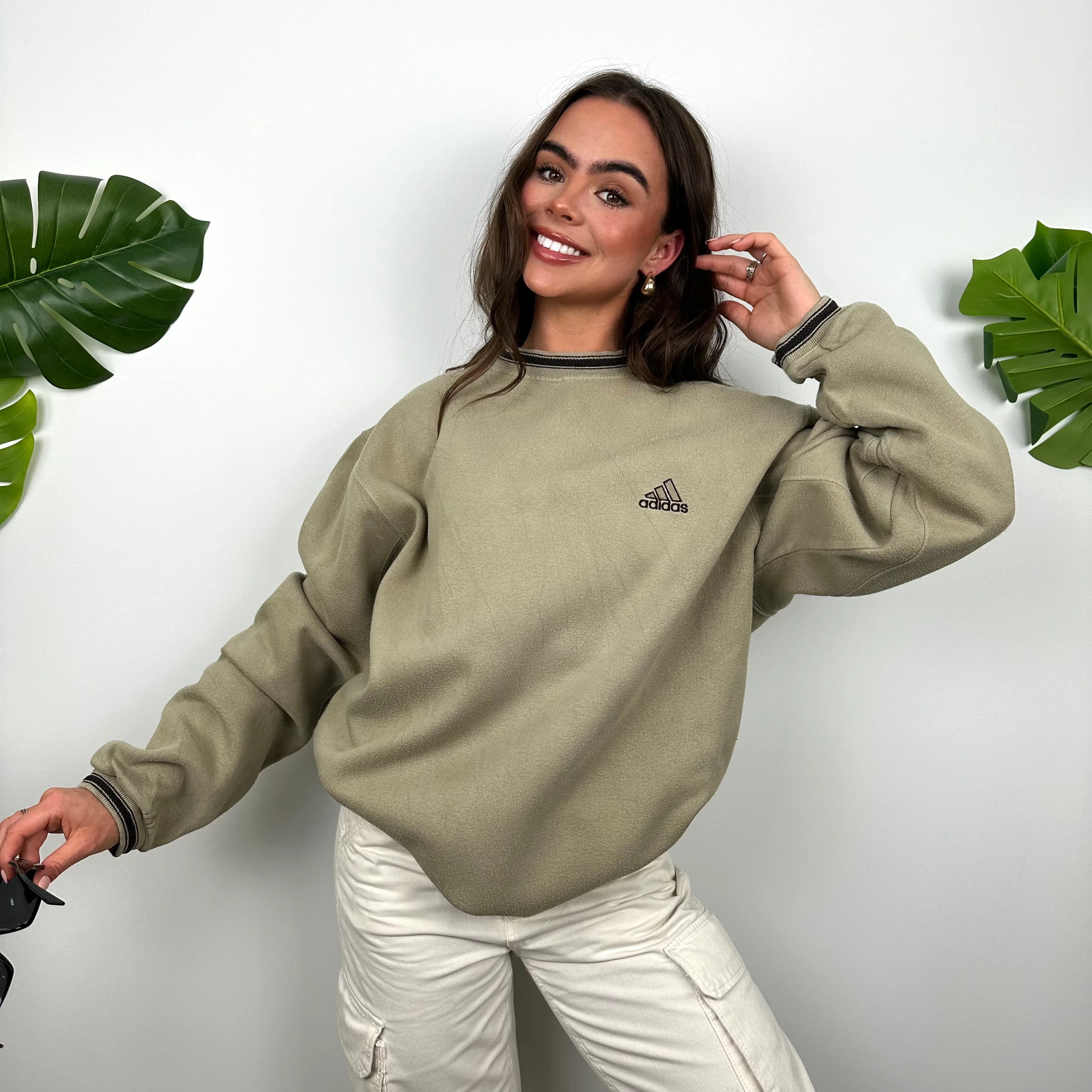 Adidas Brown Embroidered Spell Out Sweatshirt (L) - Image 5