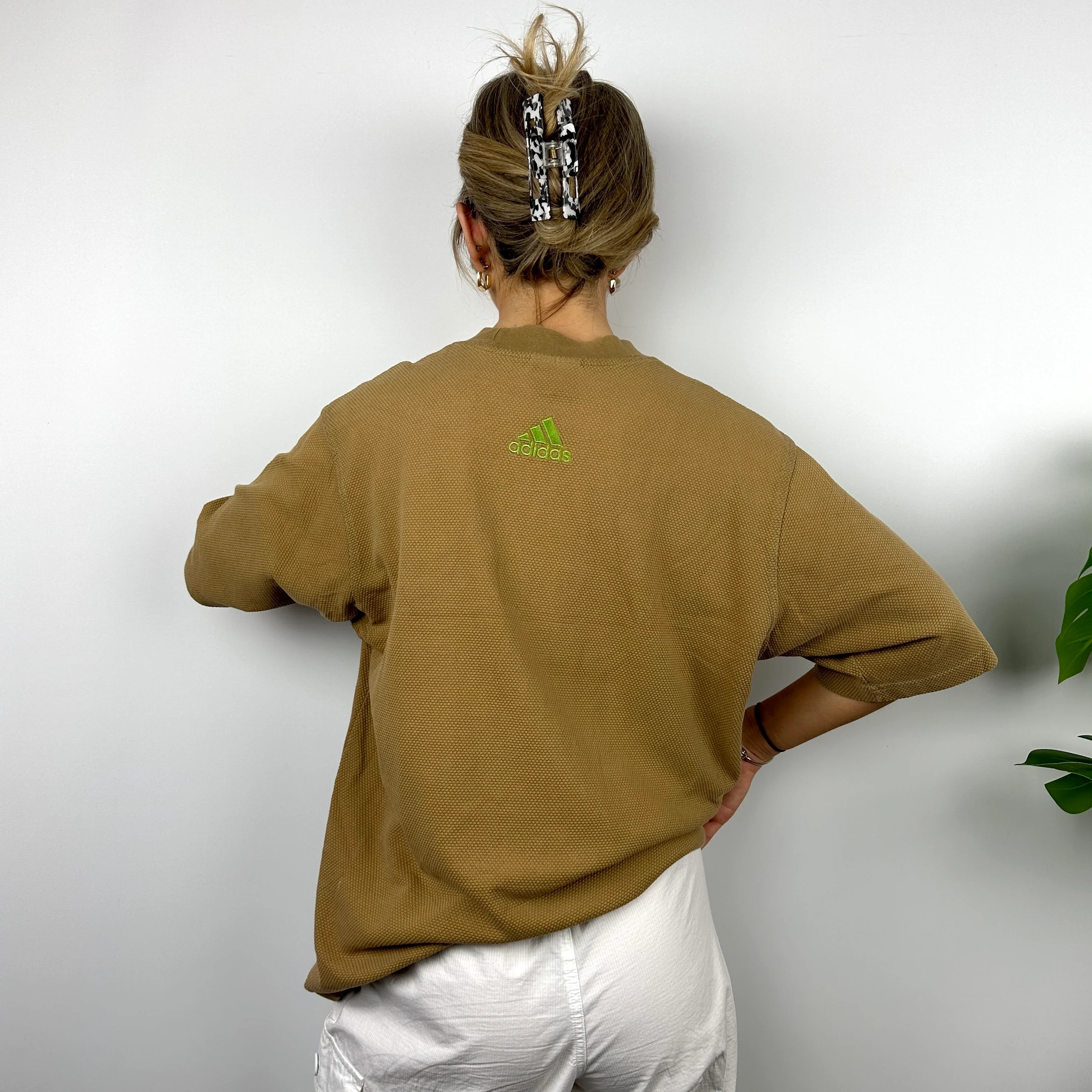 Adidas Brown Embroidered Spell Out T Shirt (L) - Image 7
