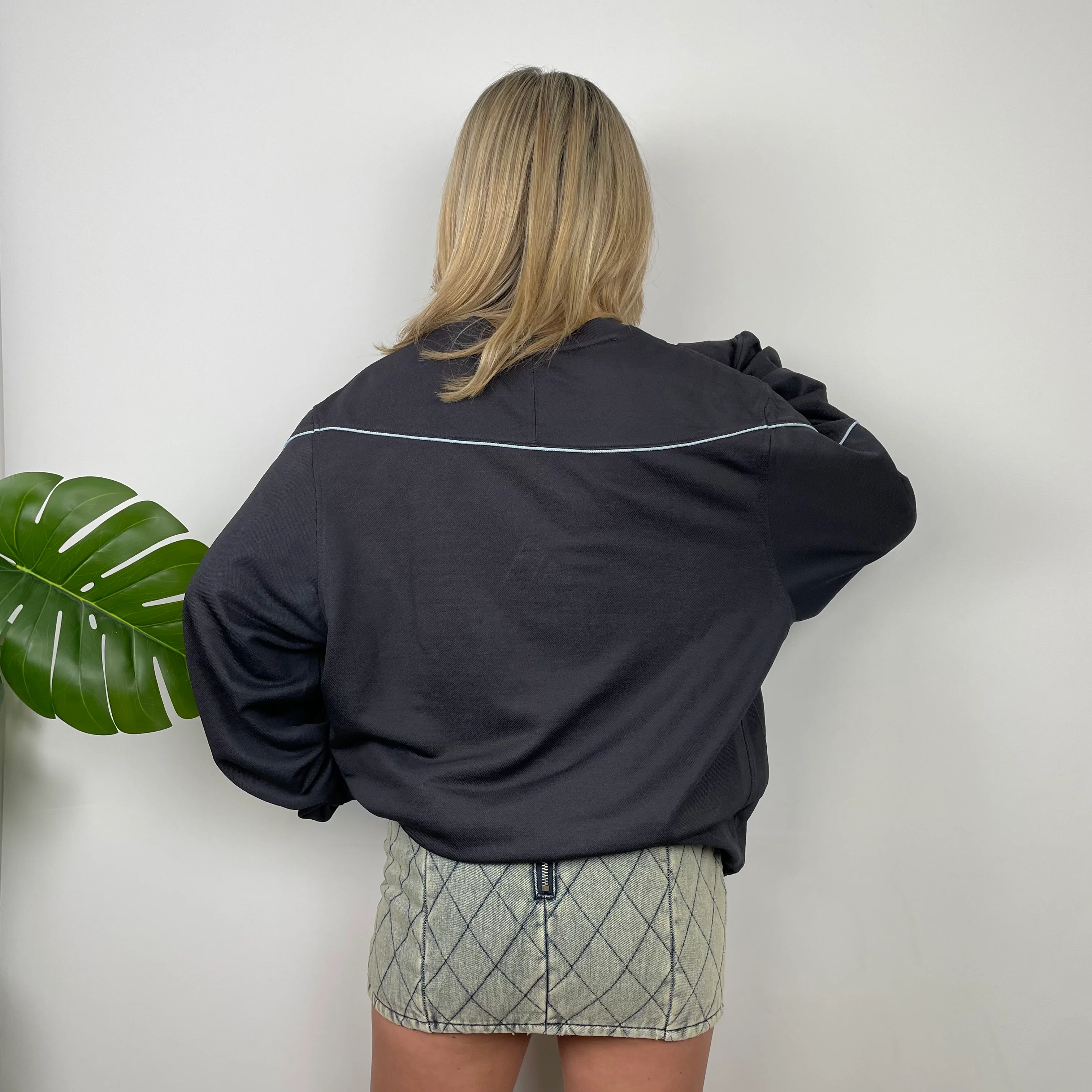 Adidas Charcoal Grey Embroidered Spell Out Sweatshirt (L) - Image 5