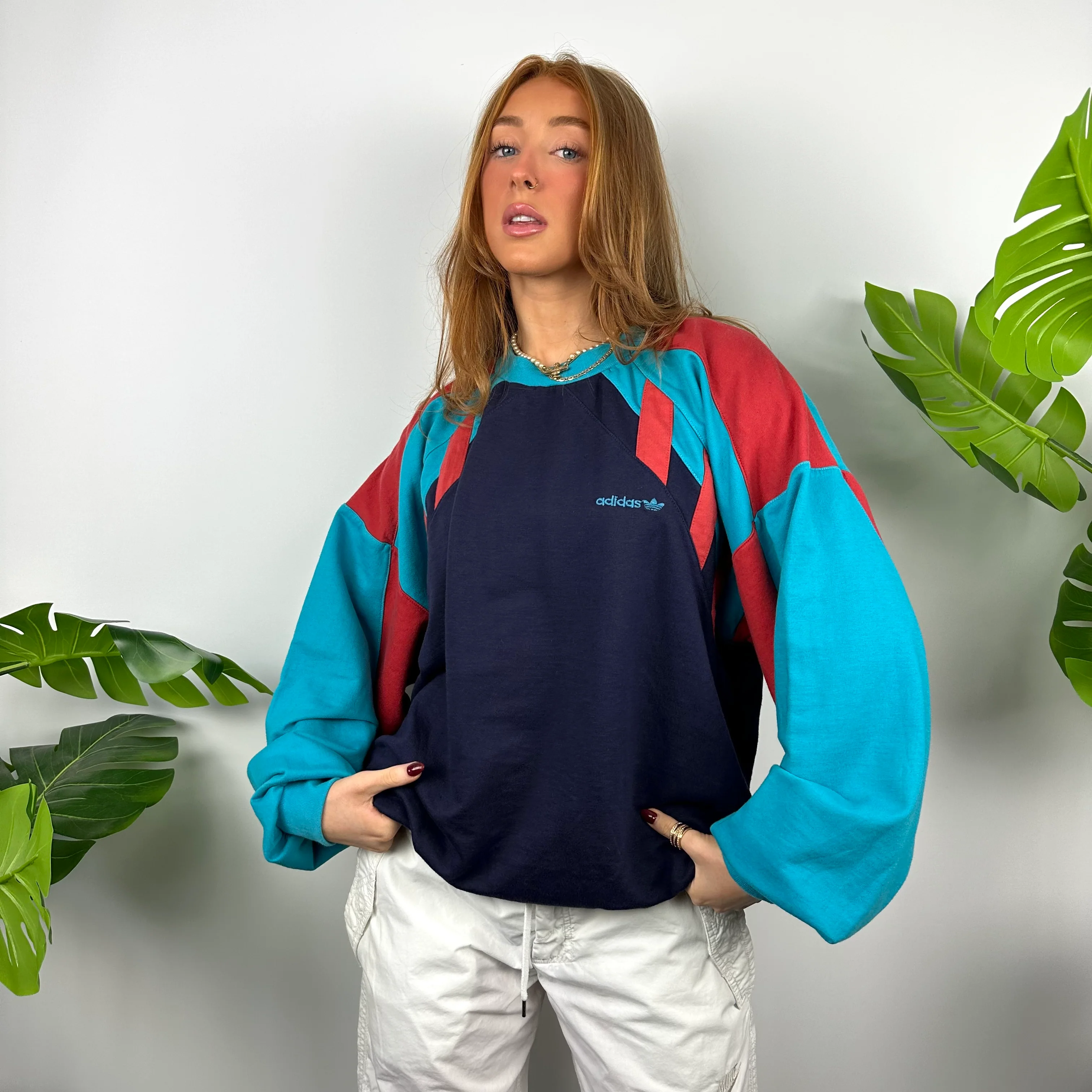 Adidas Colour Block Embroidered Spell Out Sweatshirt (XL) - Image 2