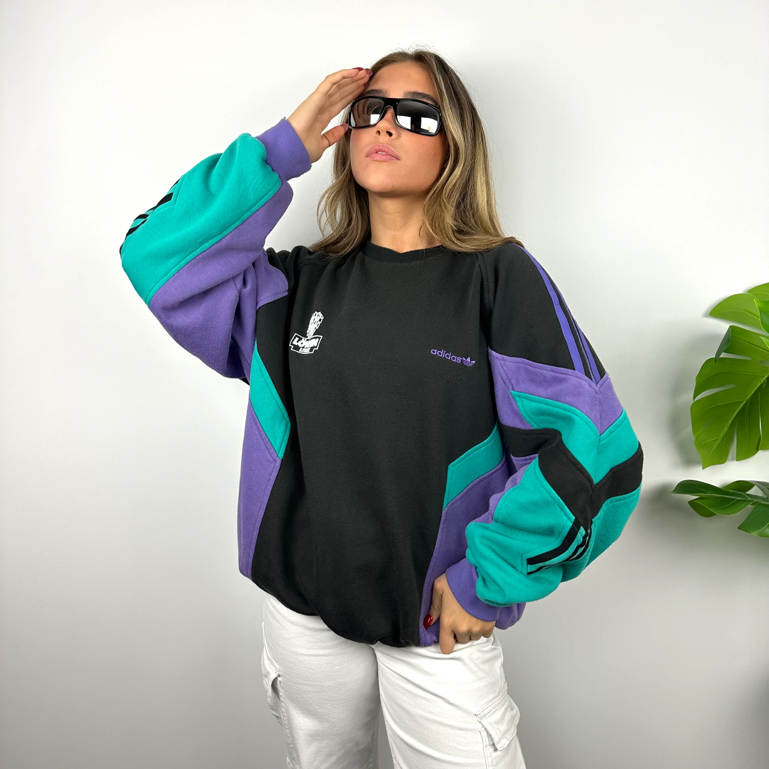 Adidas Colour Block Embroidered Spell Out Sweatshirt (XL) - Image 10