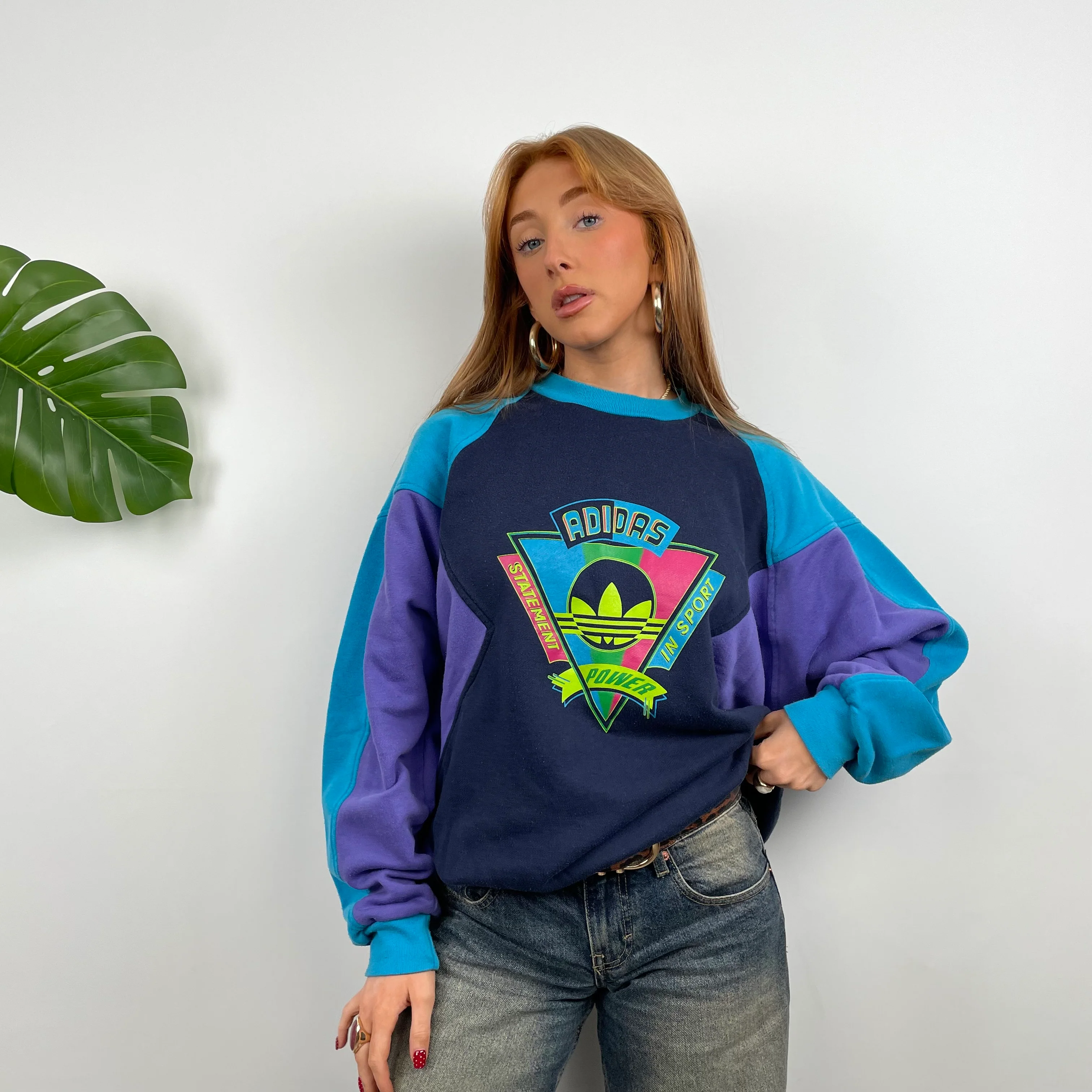 Adidas Colour Block Embroidered Spell Out Sweatshirt (M) - Image 4