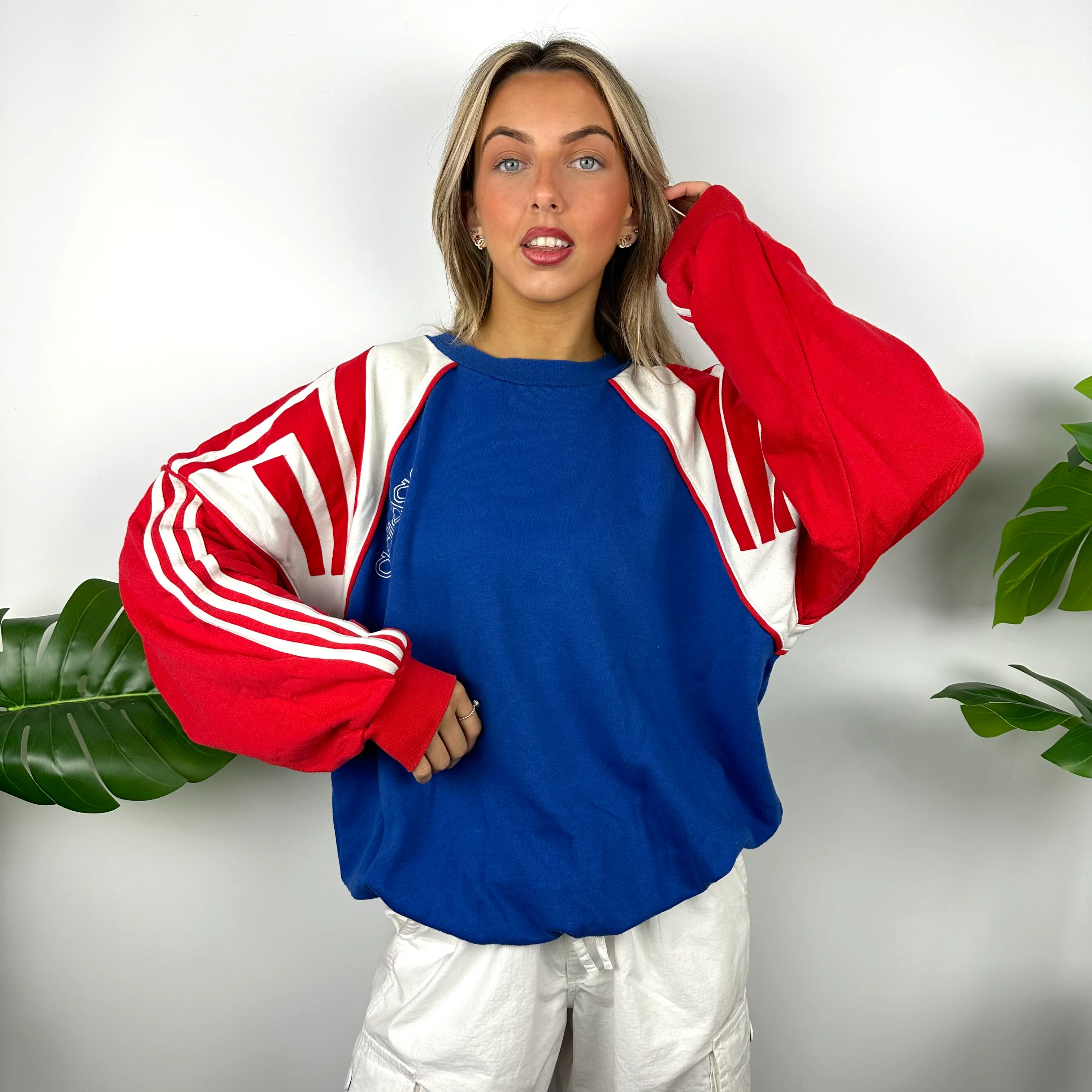 Adidas Colour Block Embroidered Spell Out Sweatshirt (L) - Image 2