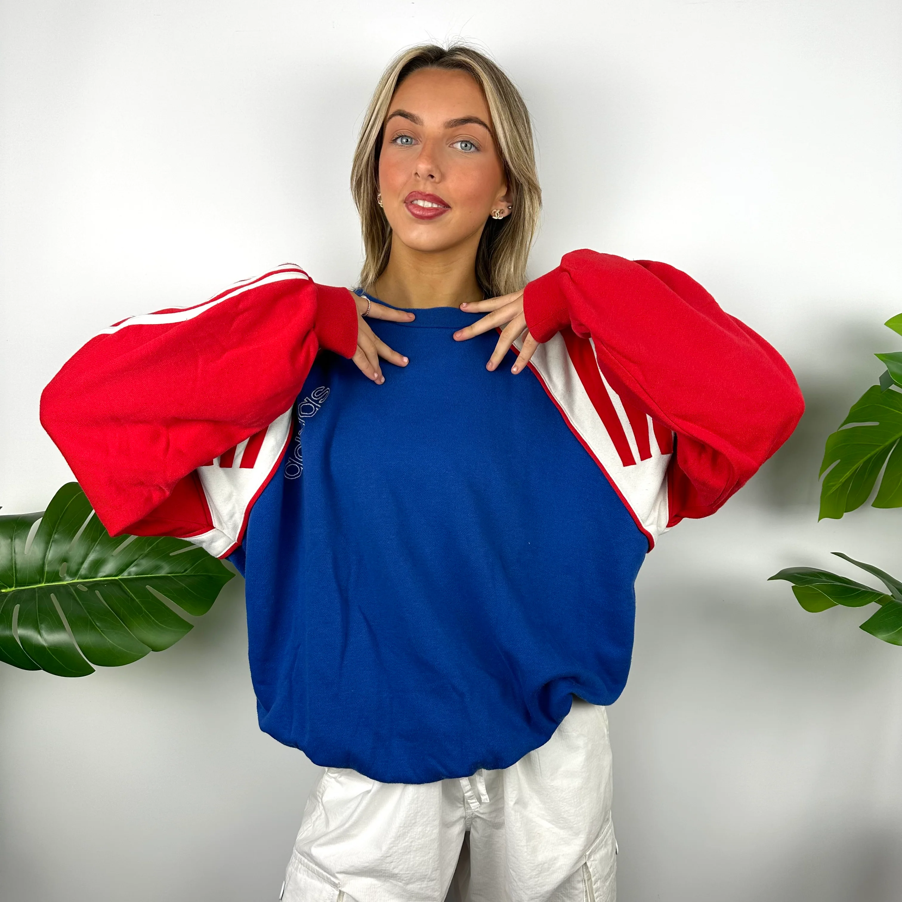 Adidas Colour Block Embroidered Spell Out Sweatshirt (L) - Image 5