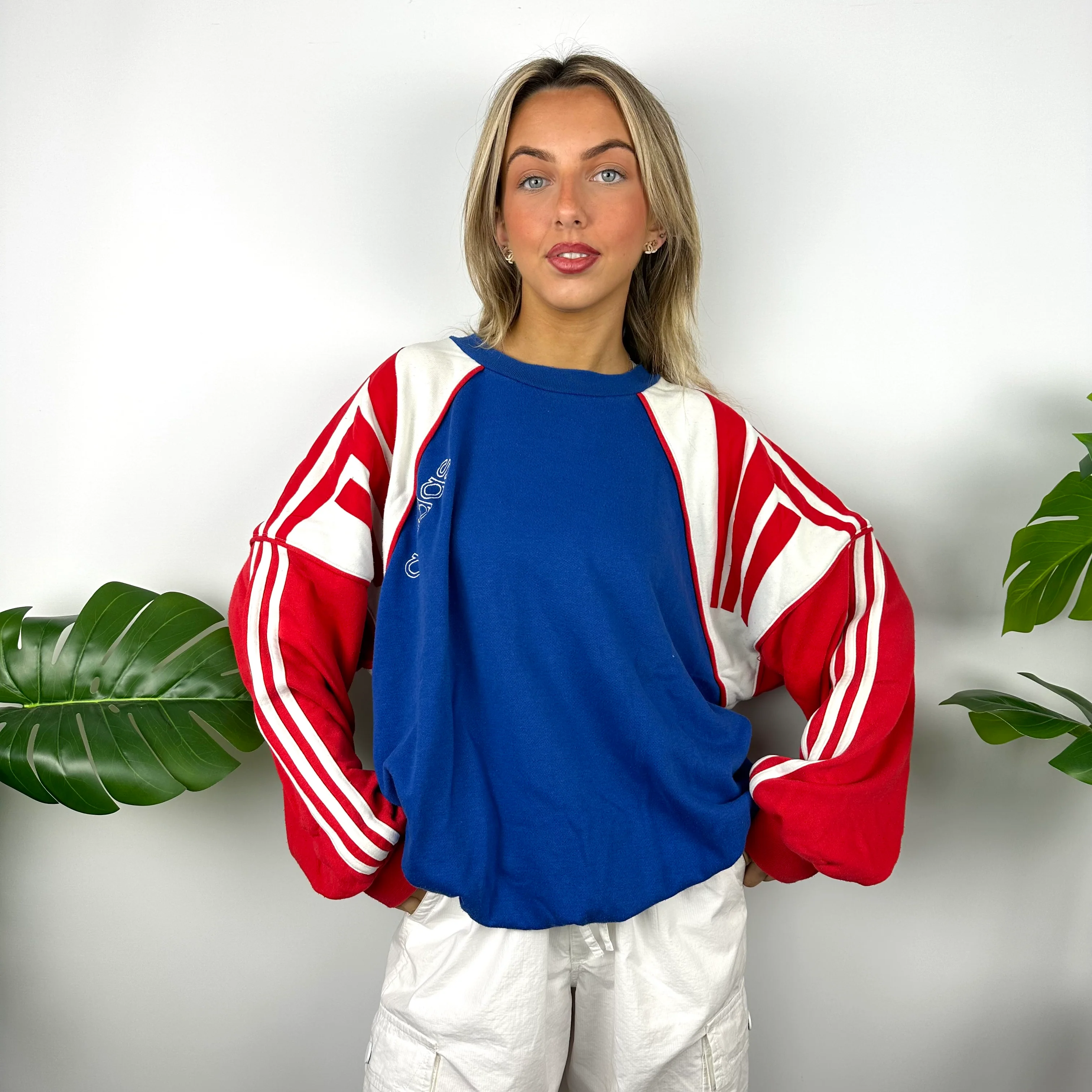 Adidas Colour Block Embroidered Spell Out Sweatshirt (L) - Image 6