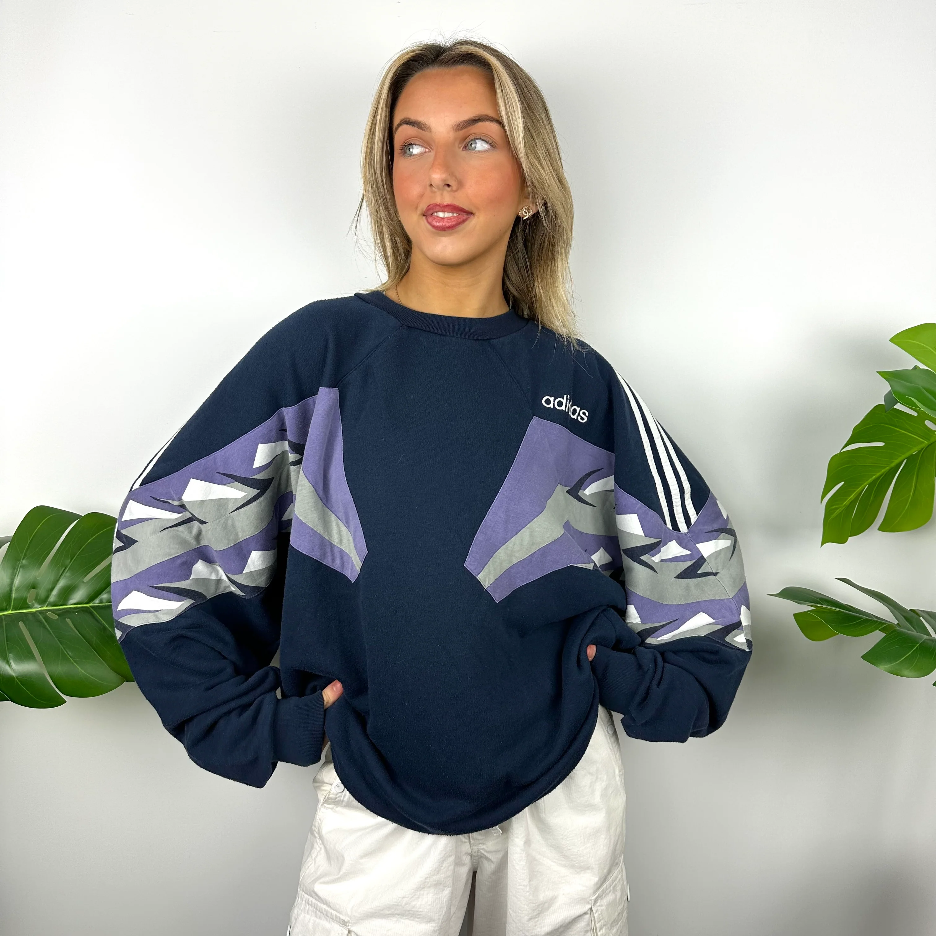 Adidas Colour Block Embroidered Spell Out Sweatshirt (XL) - Image 2
