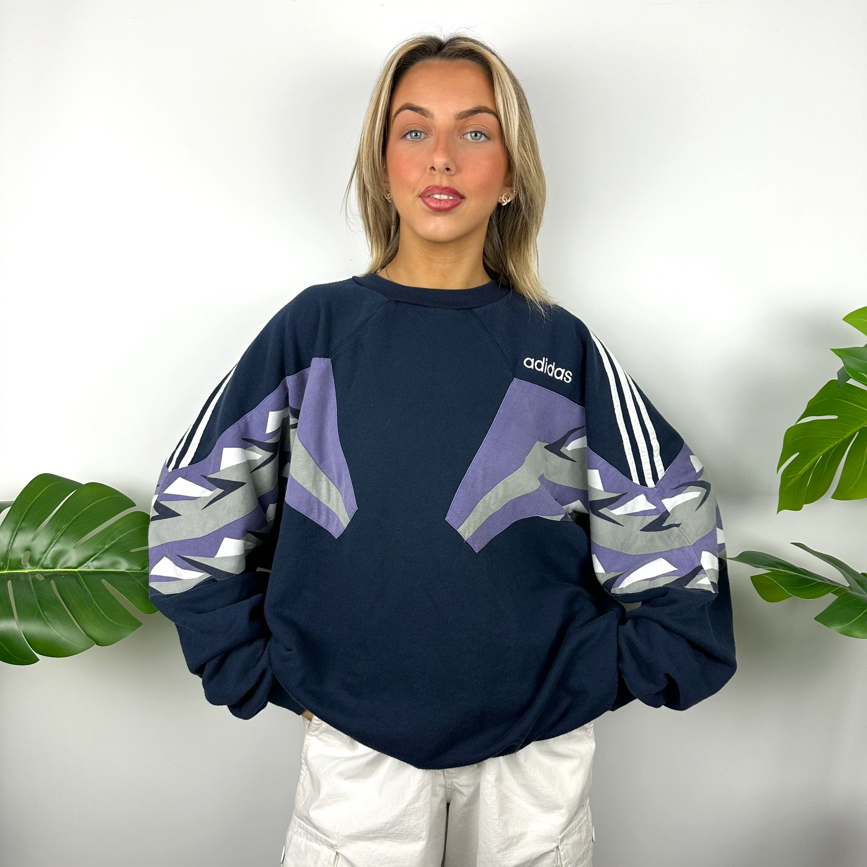 Adidas Colour Block Embroidered Spell Out Sweatshirt (XL) - Image 4
