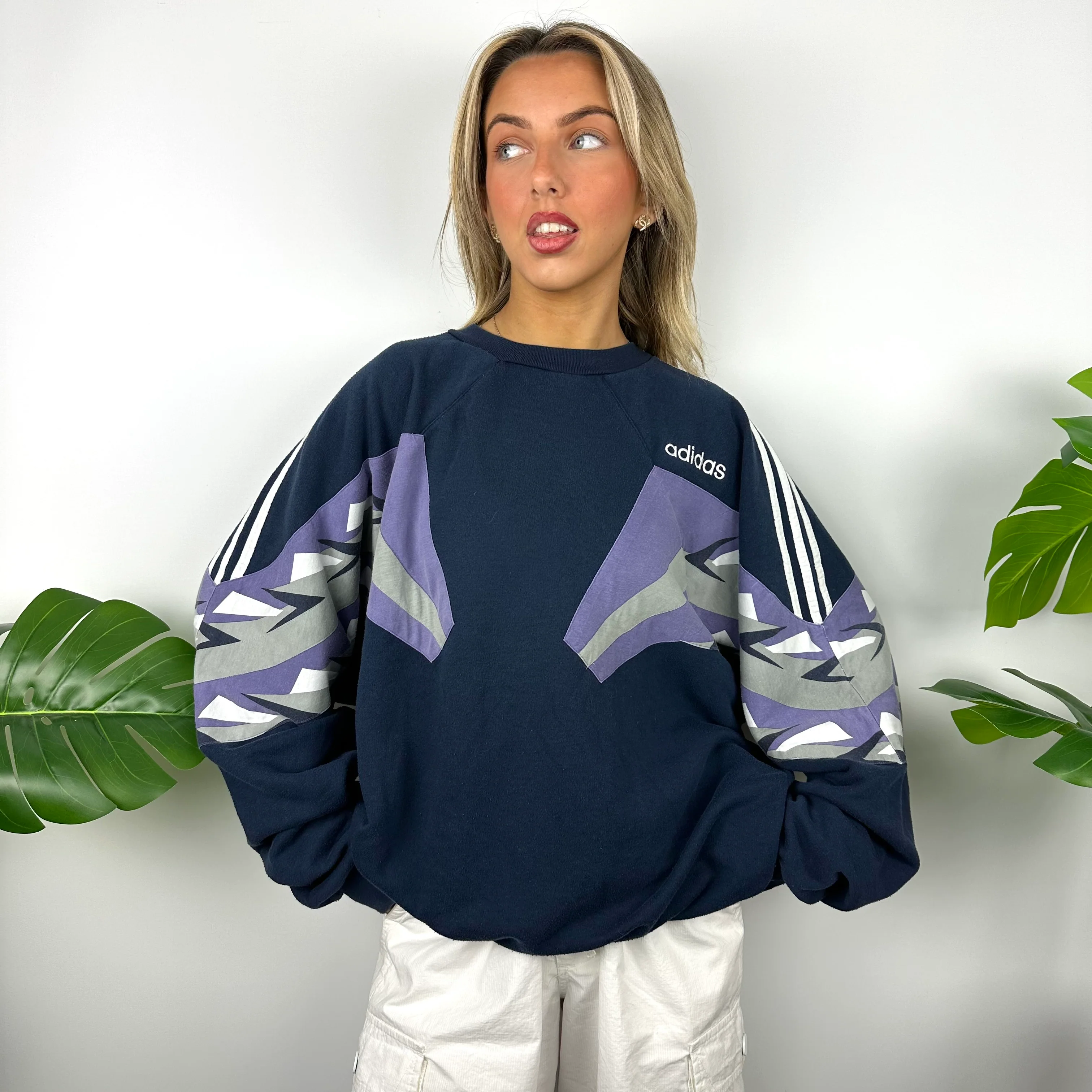 Adidas Colour Block Embroidered Spell Out Sweatshirt (XL) - Image 5