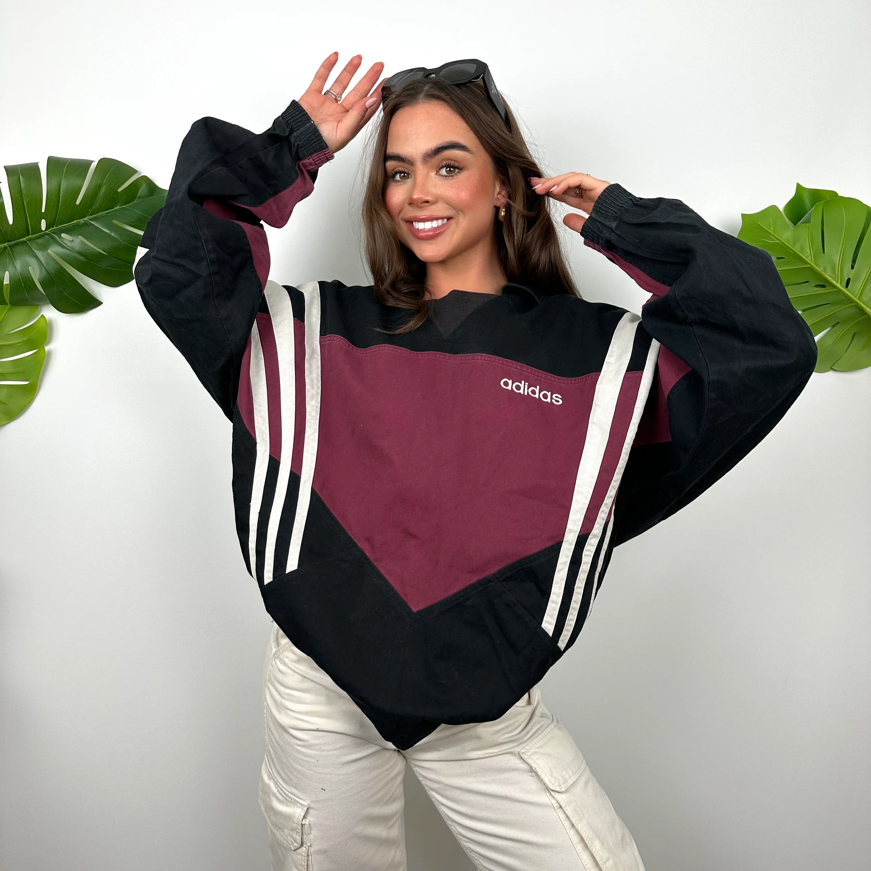 Adidas Colour Block Embroidered Spell Out Sweatshirt (L) - Image 2