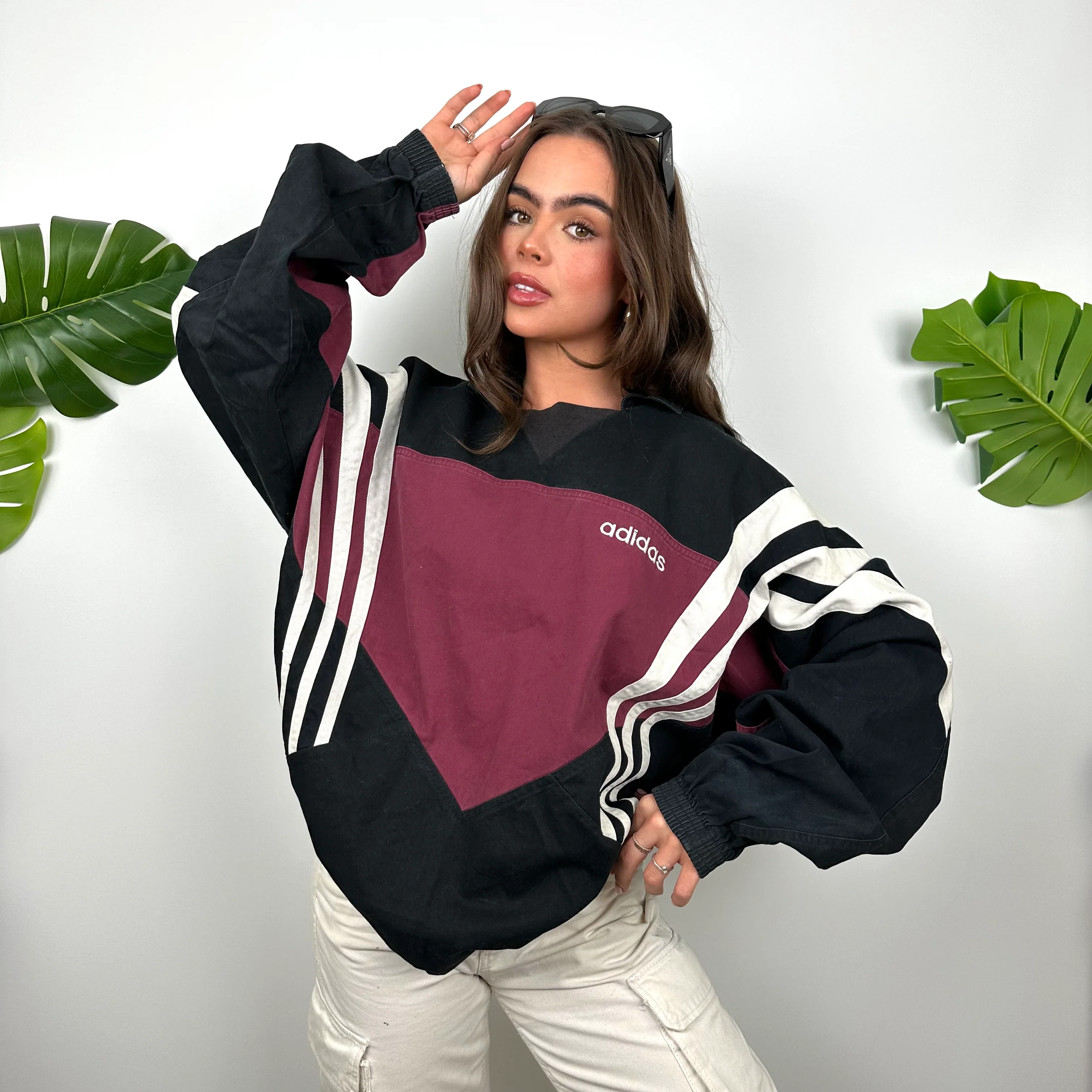 Adidas Colour Block Embroidered Spell Out Sweatshirt (L) - Image 3