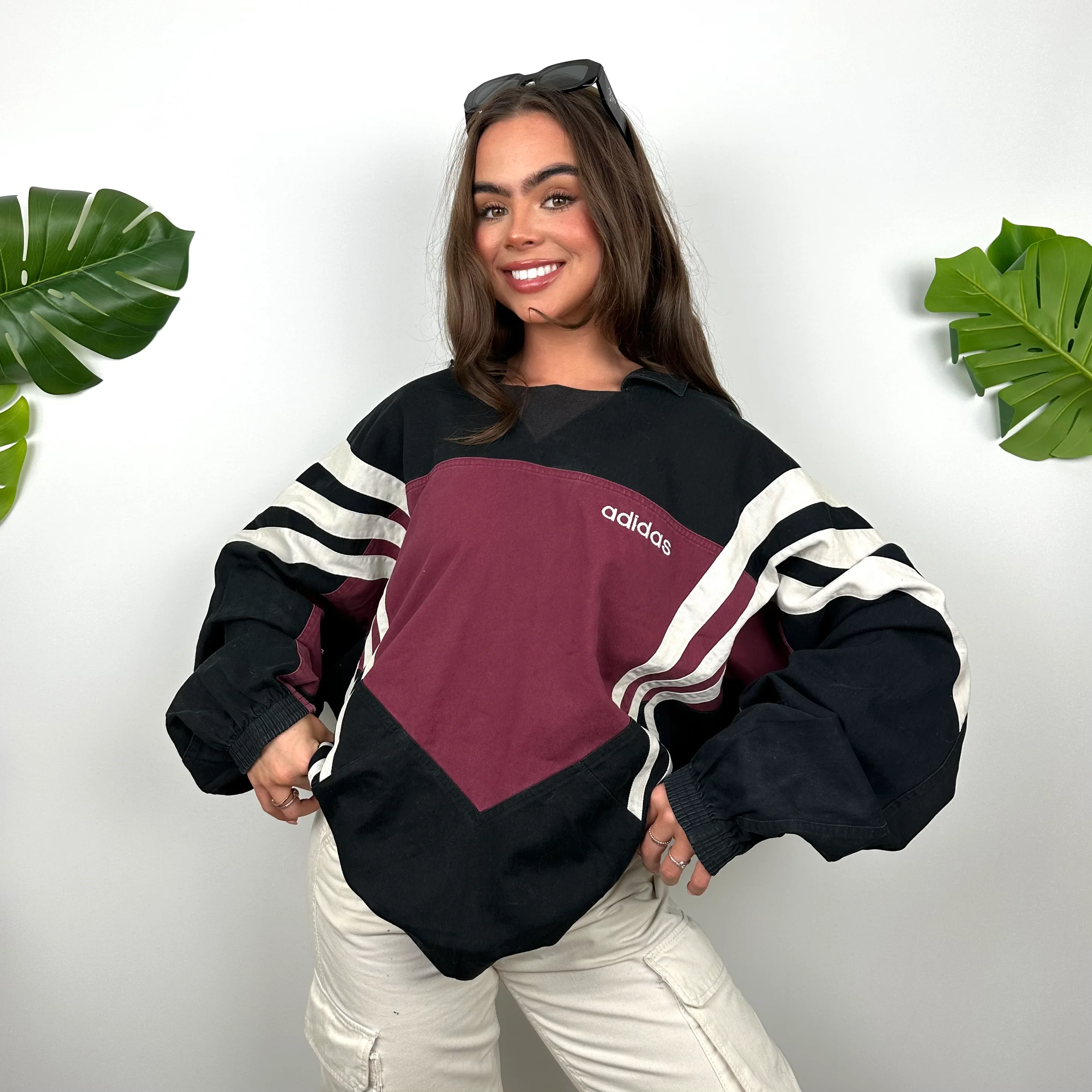 Adidas Colour Block Embroidered Spell Out Sweatshirt (L) - Image 4
