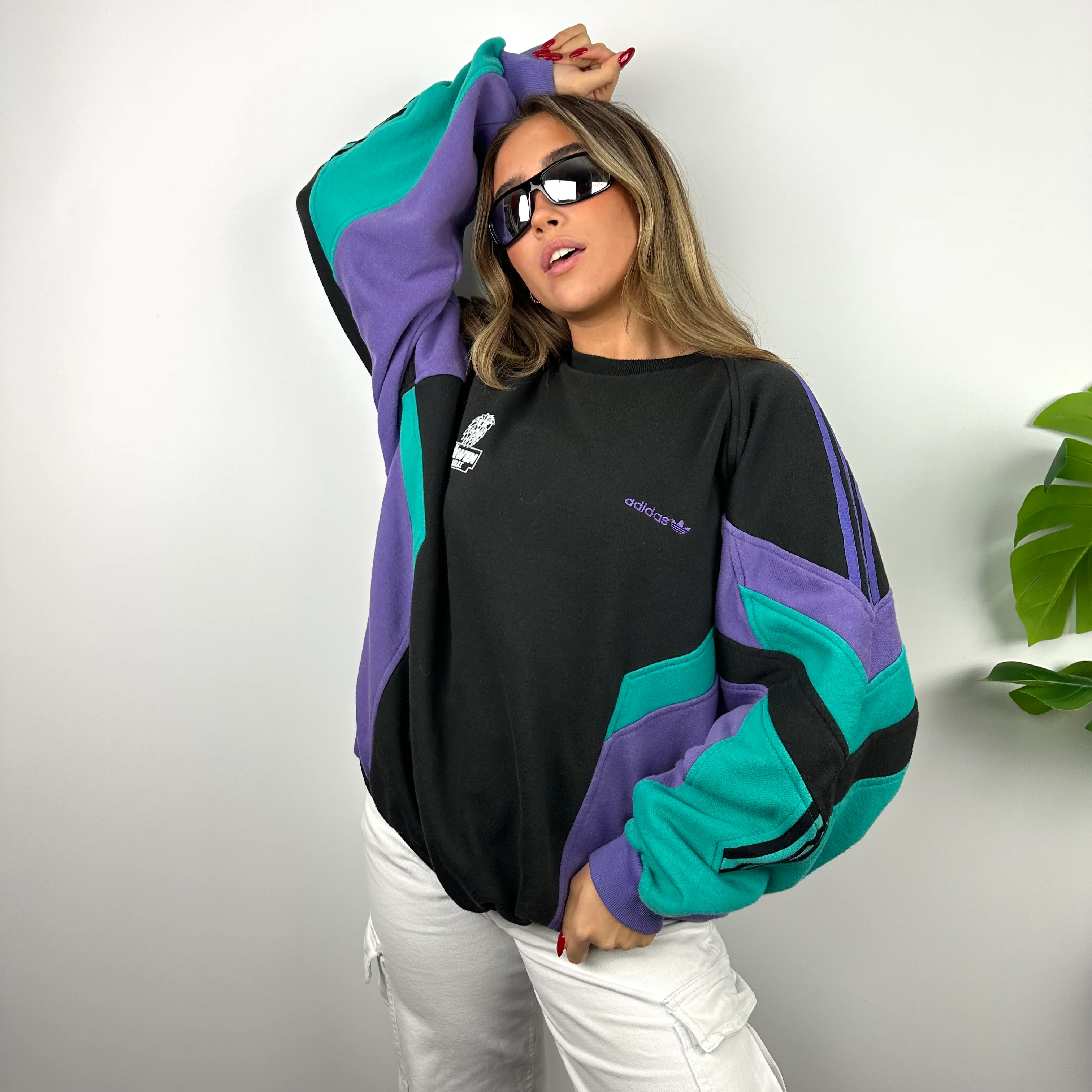 Adidas Colour Block Embroidered Spell Out Sweatshirt (XL) - Image 6