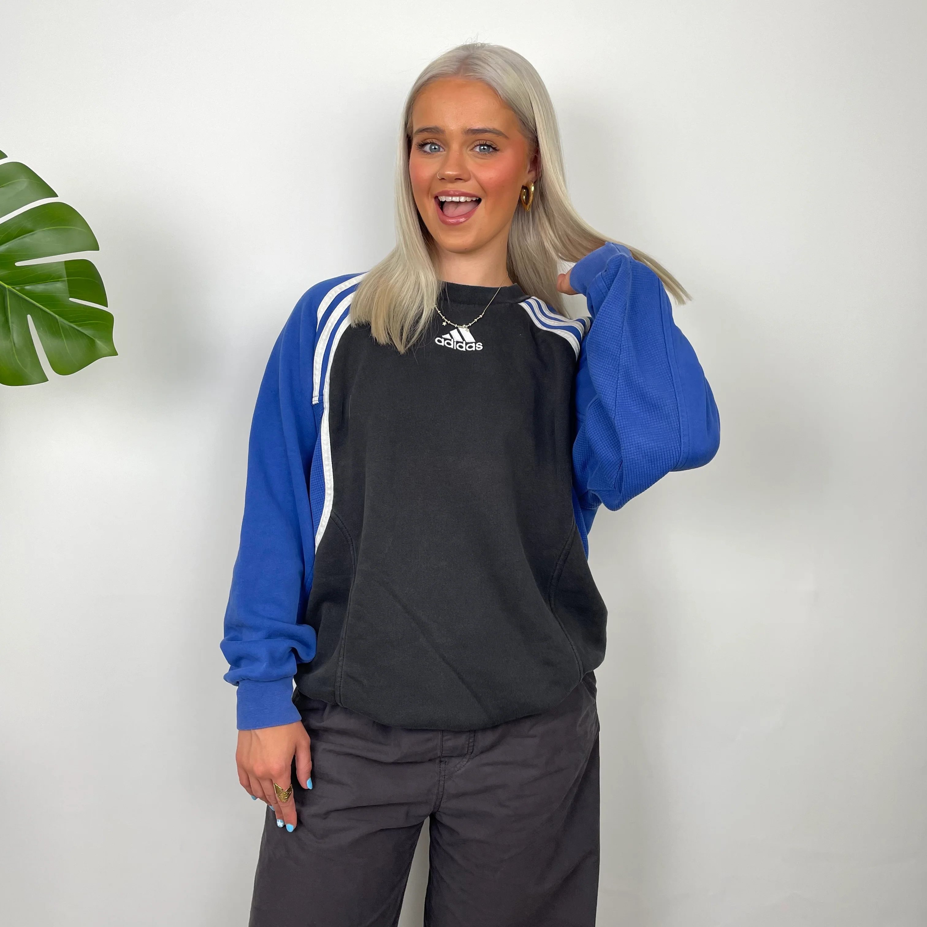 Adidas Colour Block Embroidered Spell Out Sweatshirt (L) - Image 2
