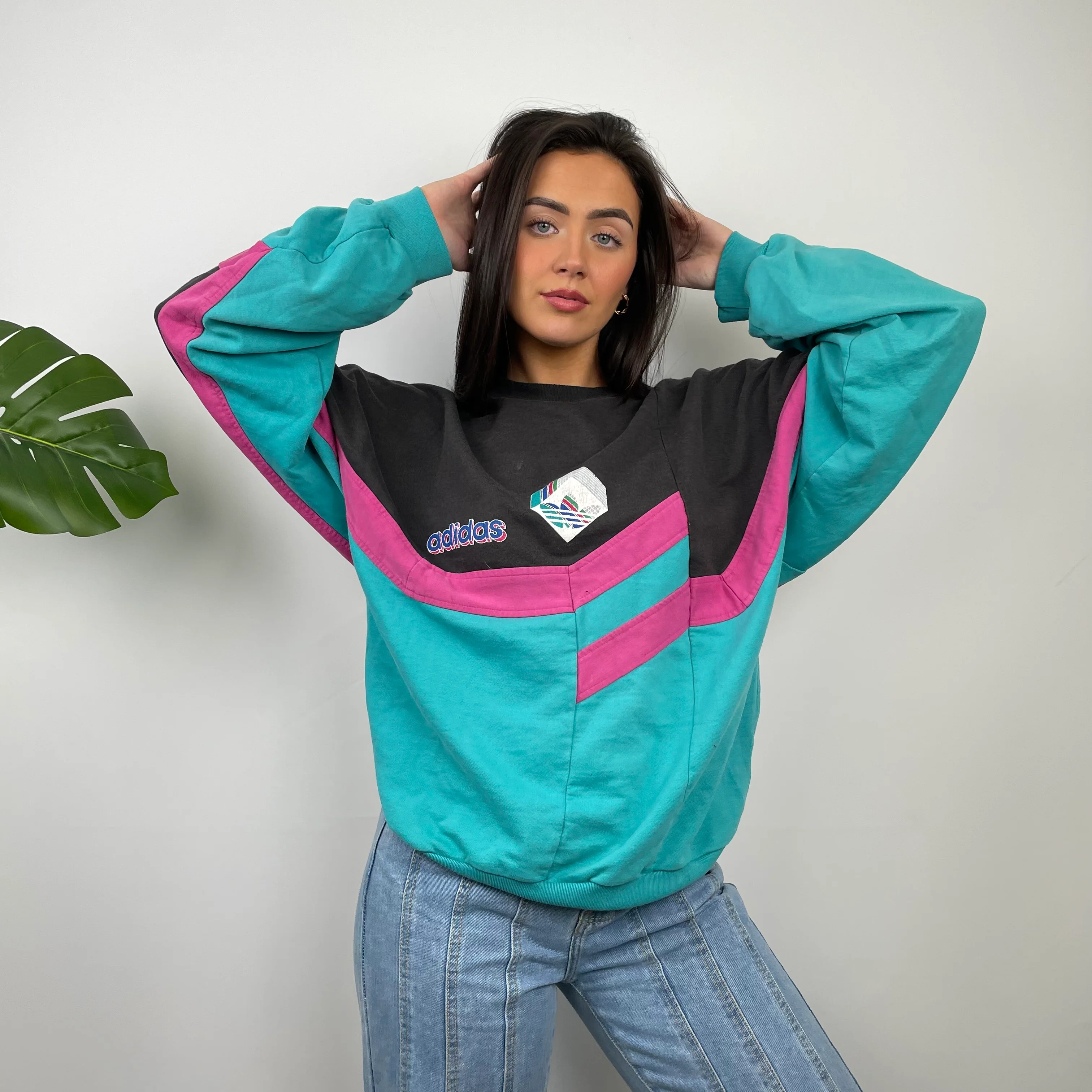 Adidas Colour Block Embroidered Spell Out Sweatshirt (L) - Image 5